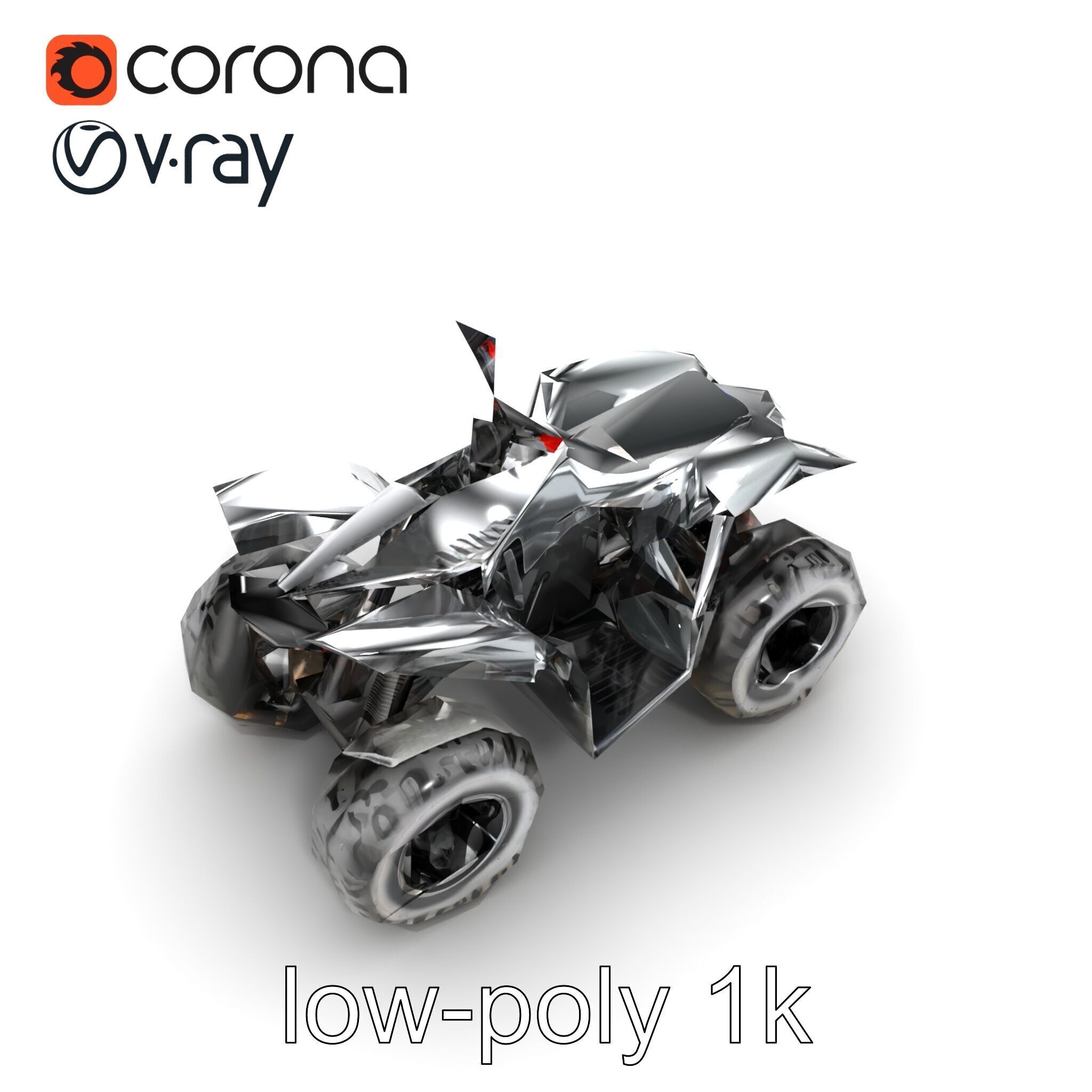 Metallic Silver Quad Bike with Oversized Tires Model Pack Low-poly 3D model_12