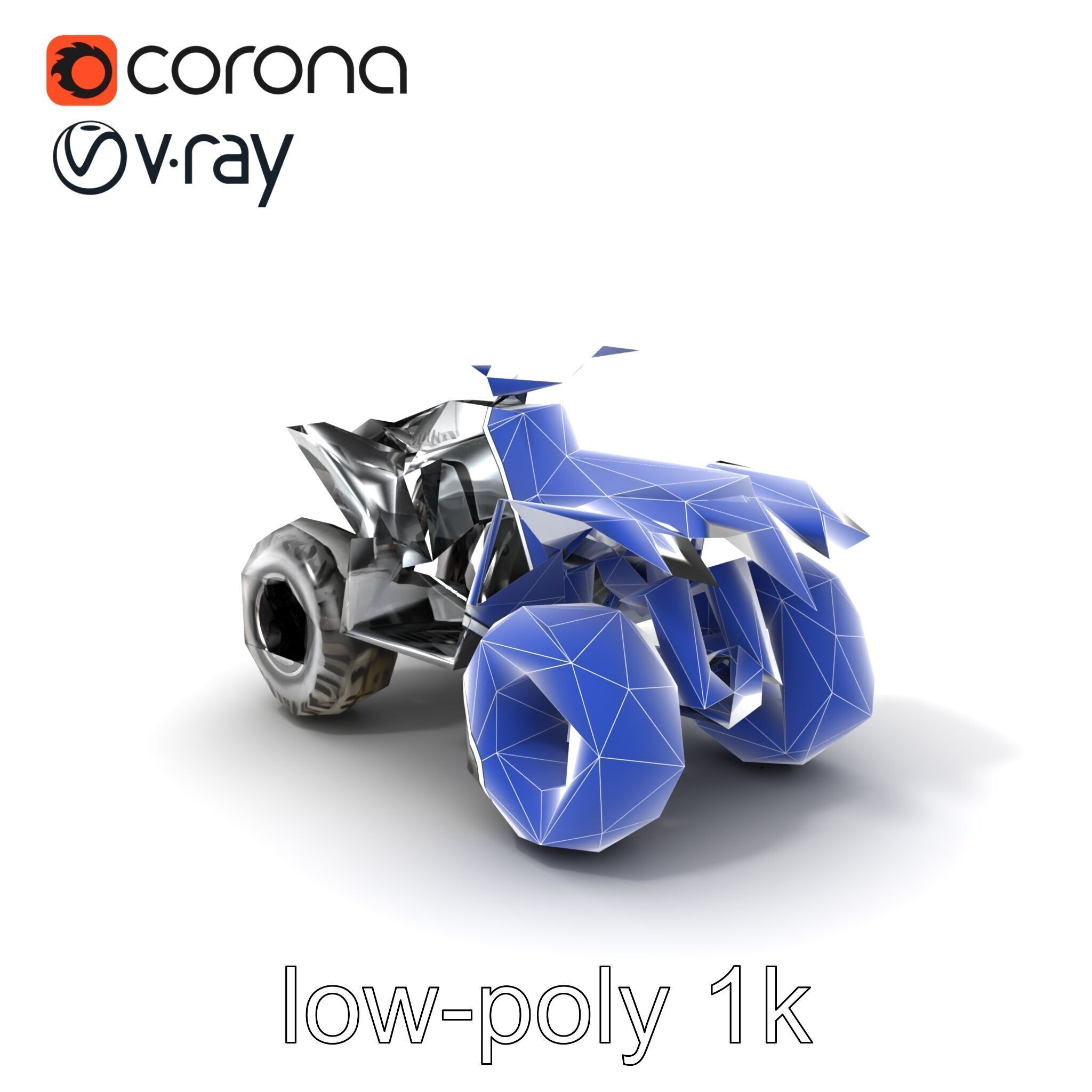 Metallic Silver Quad Bike with Oversized Tires Model Pack Low-poly 3D model_7