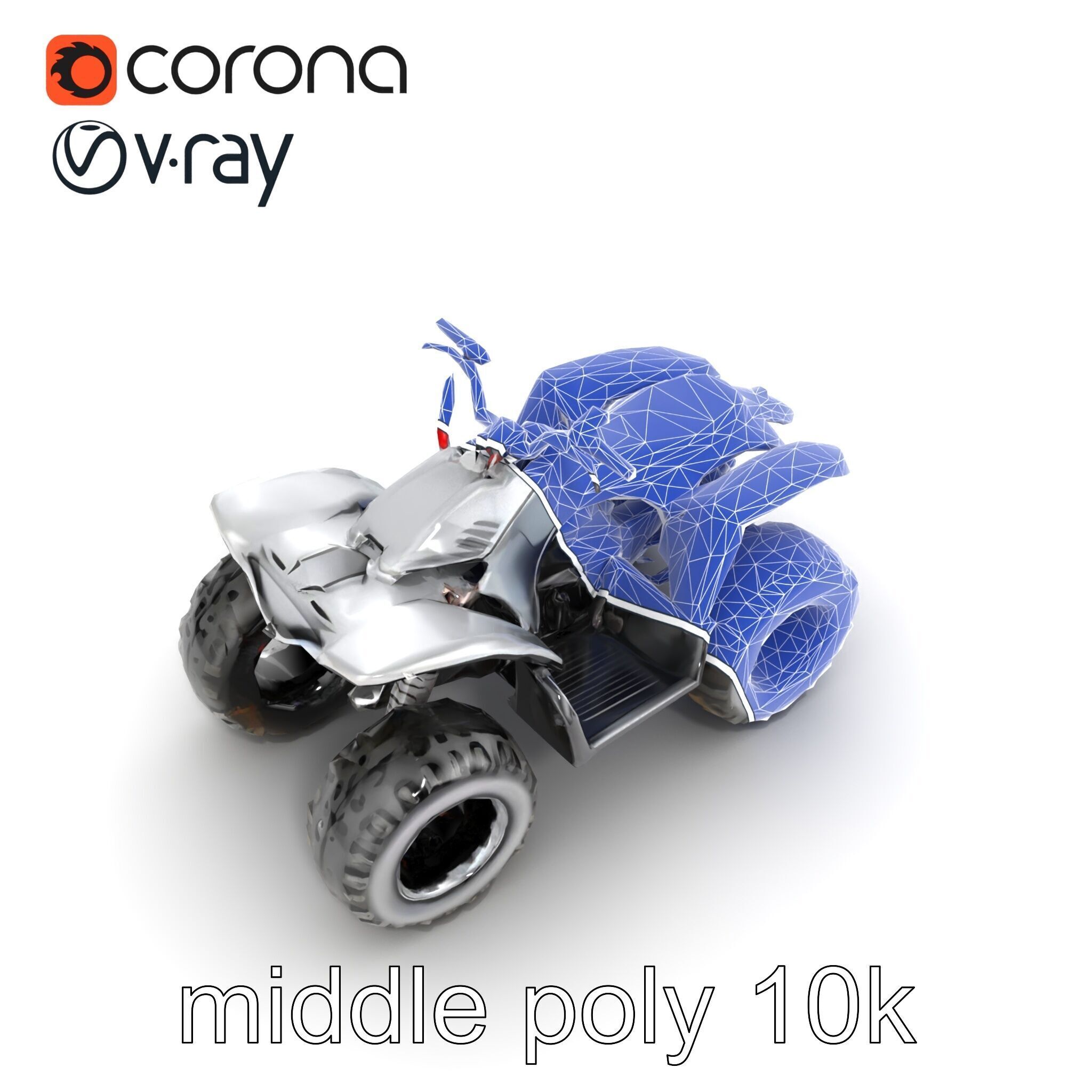 Metallic Silver Quad Bike with Oversized Tires Model Pack Low-poly 3D model_17
