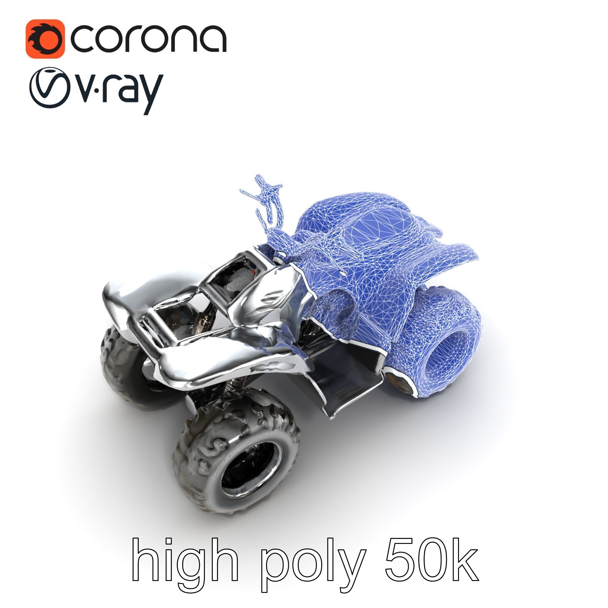 Metallic Silver Quad Bike with Oversized Tires Model Pack Low-poly 3D model_27