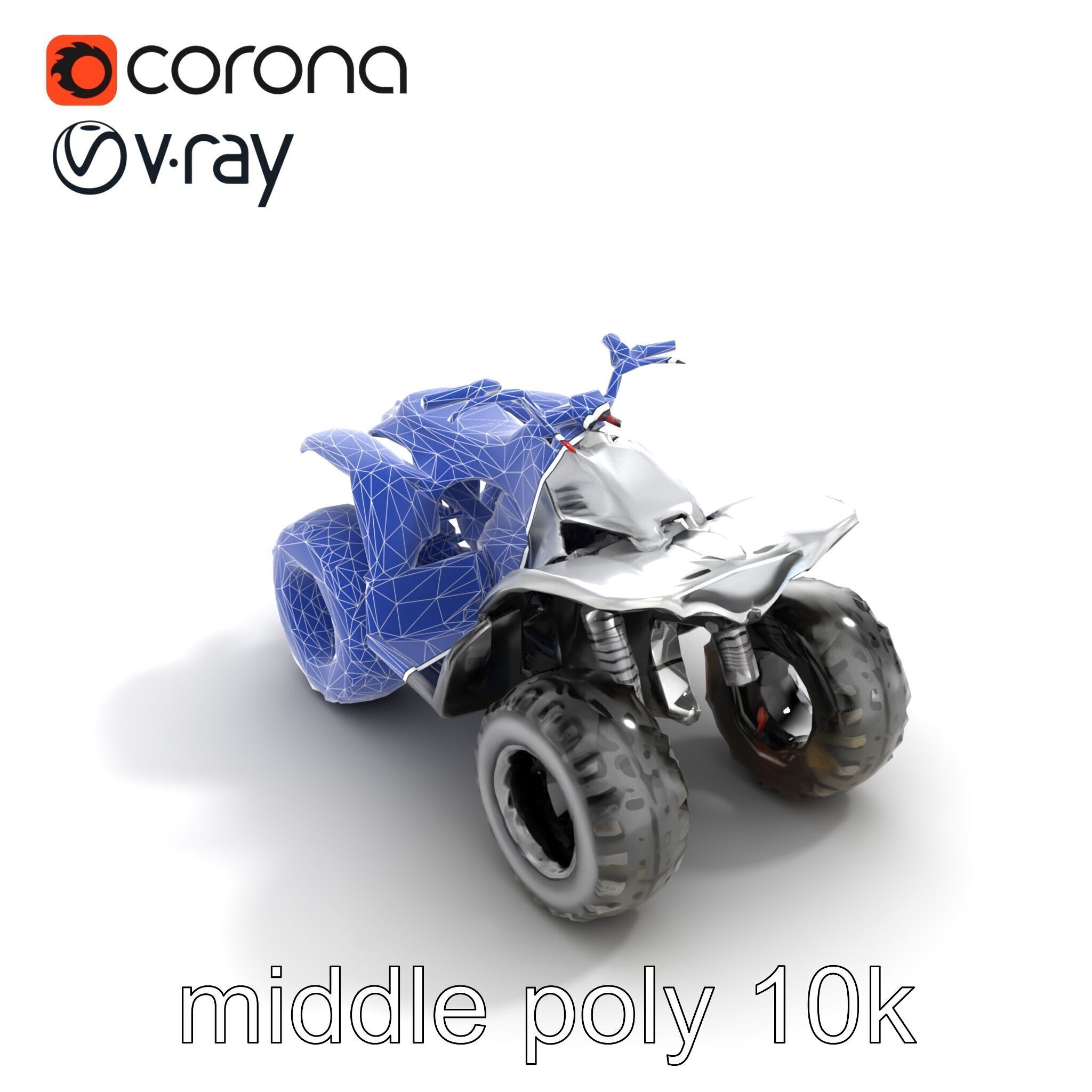 Metallic Silver Quad Bike with Oversized Tires Model Pack Low-poly 3D model_11