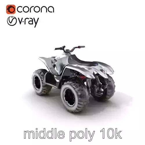 Metallic Silver Quad Bike with Oversized Tires Model Pack Low-poly 3D model