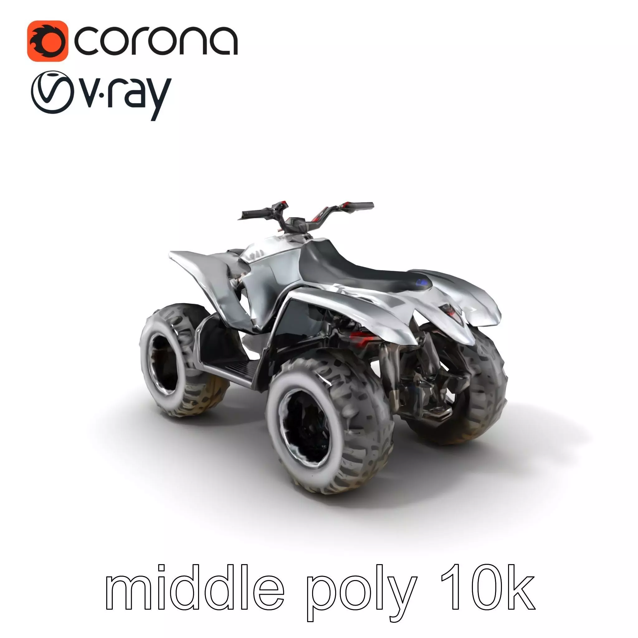 Metallic Silver Quad Bike with Oversized Tires Model Pack Low-poly 3D model_0