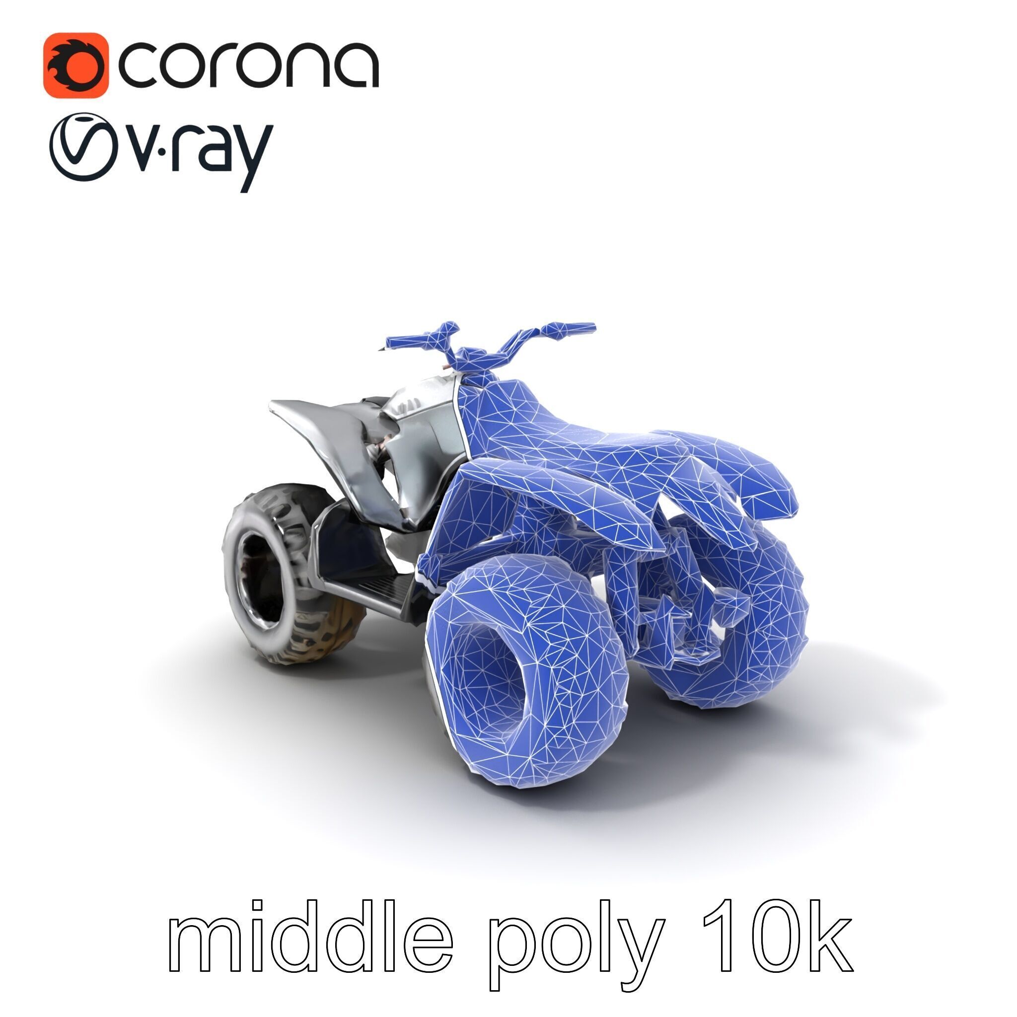 Metallic Silver Quad Bike with Oversized Tires Model Pack Low-poly 3D model_6