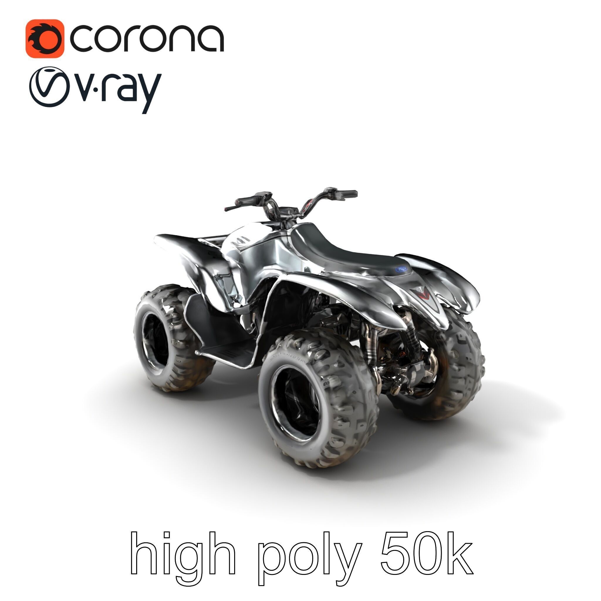 Metallic Silver Quad Bike with Oversized Tires Model Pack Low-poly 3D model_2
