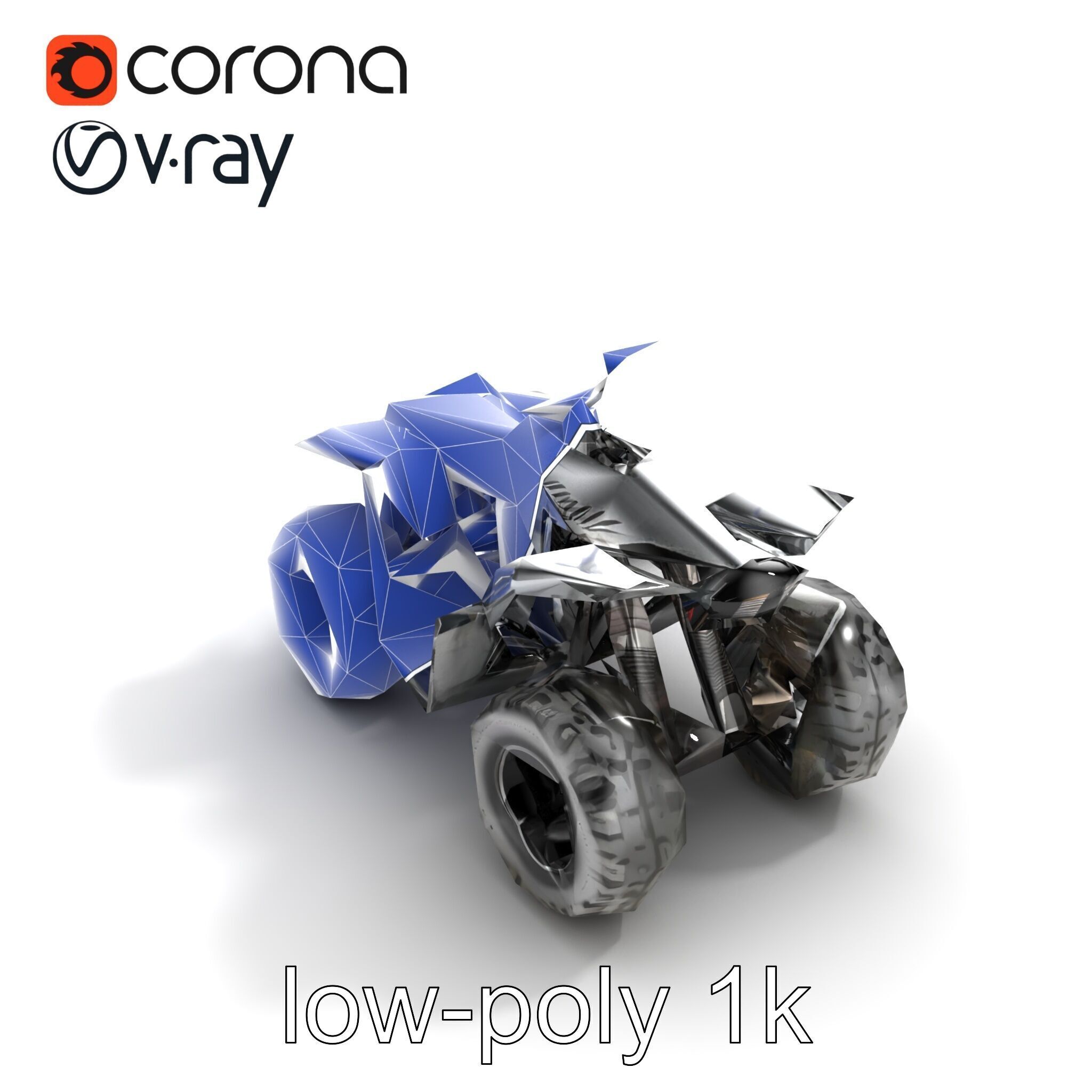 Metallic Silver Quad Bike with Oversized Tires Model Pack Low-poly 3D model_16