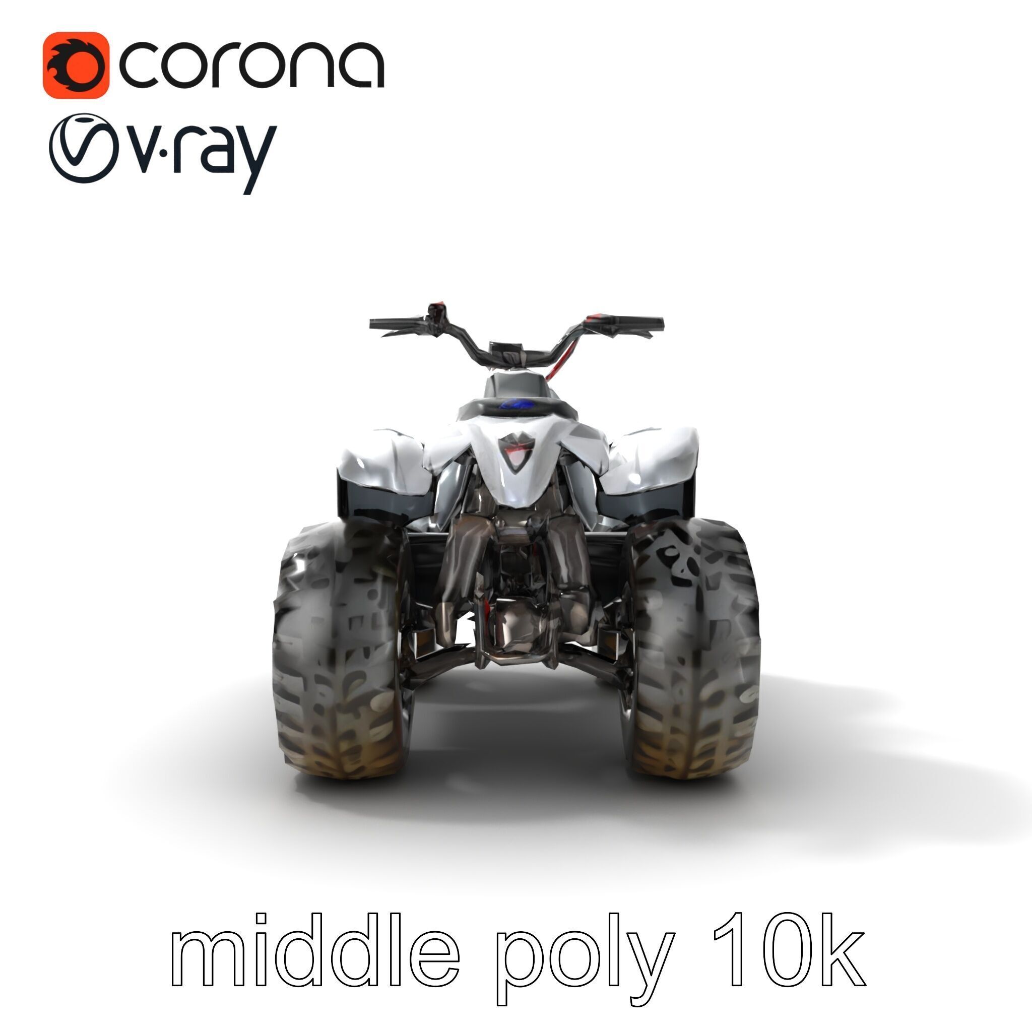 Metallic Silver Quad Bike with Oversized Tires Model Pack Low-poly 3D model_19