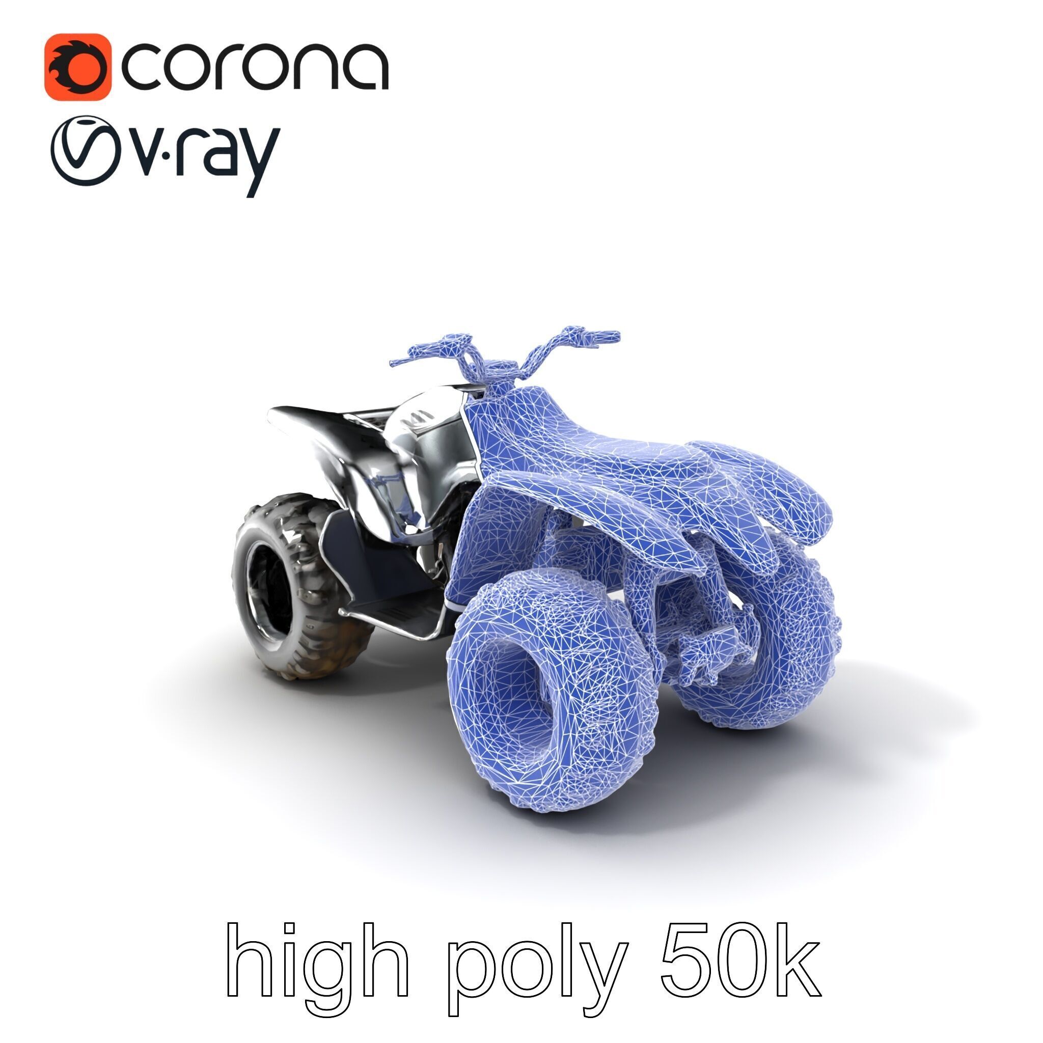 Metallic Silver Quad Bike with Oversized Tires Model Pack Low-poly 3D model_10