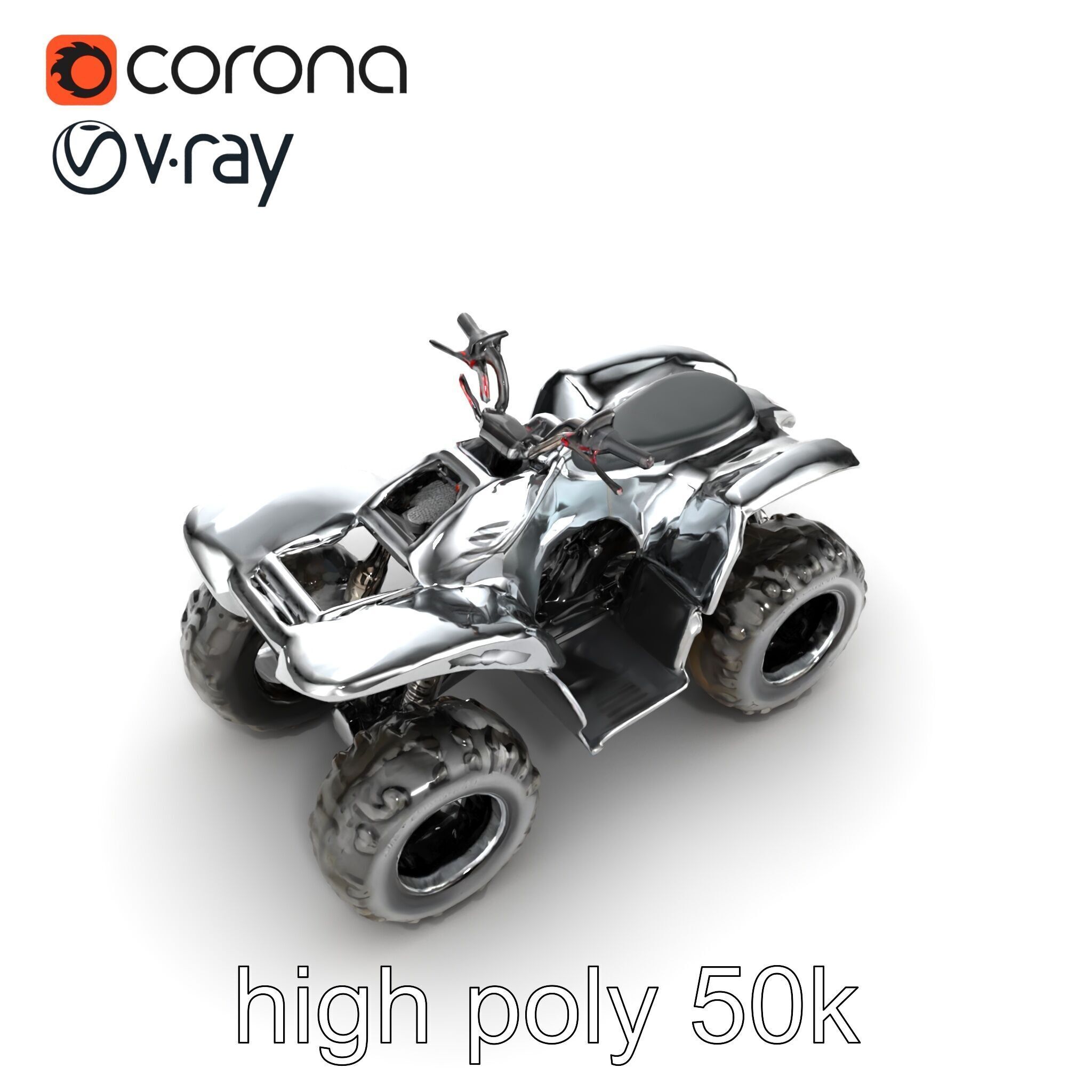 Metallic Silver Quad Bike with Oversized Tires Model Pack Low-poly 3D model_31
