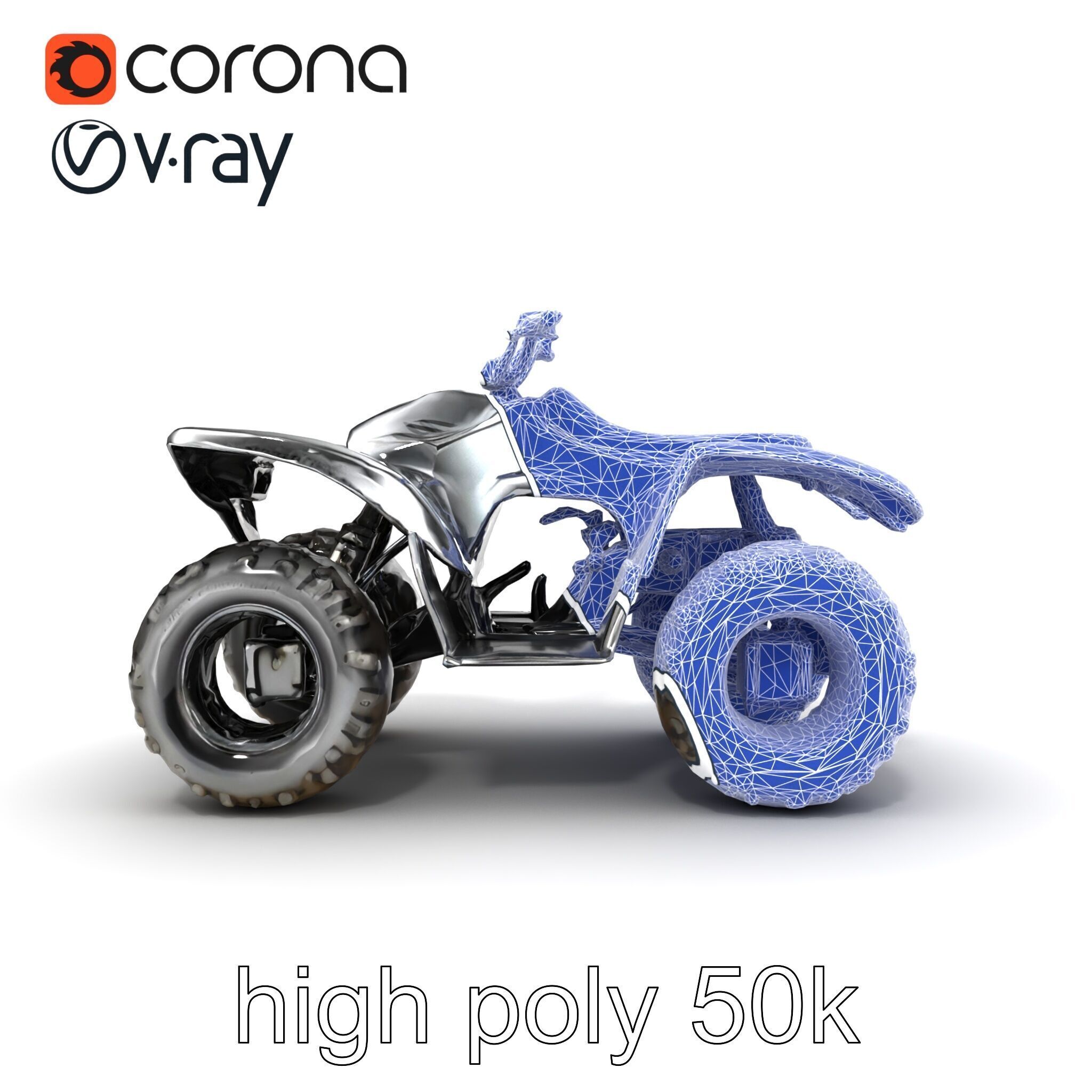 Metallic Silver Quad Bike with Oversized Tires Model Pack Low-poly 3D model_22