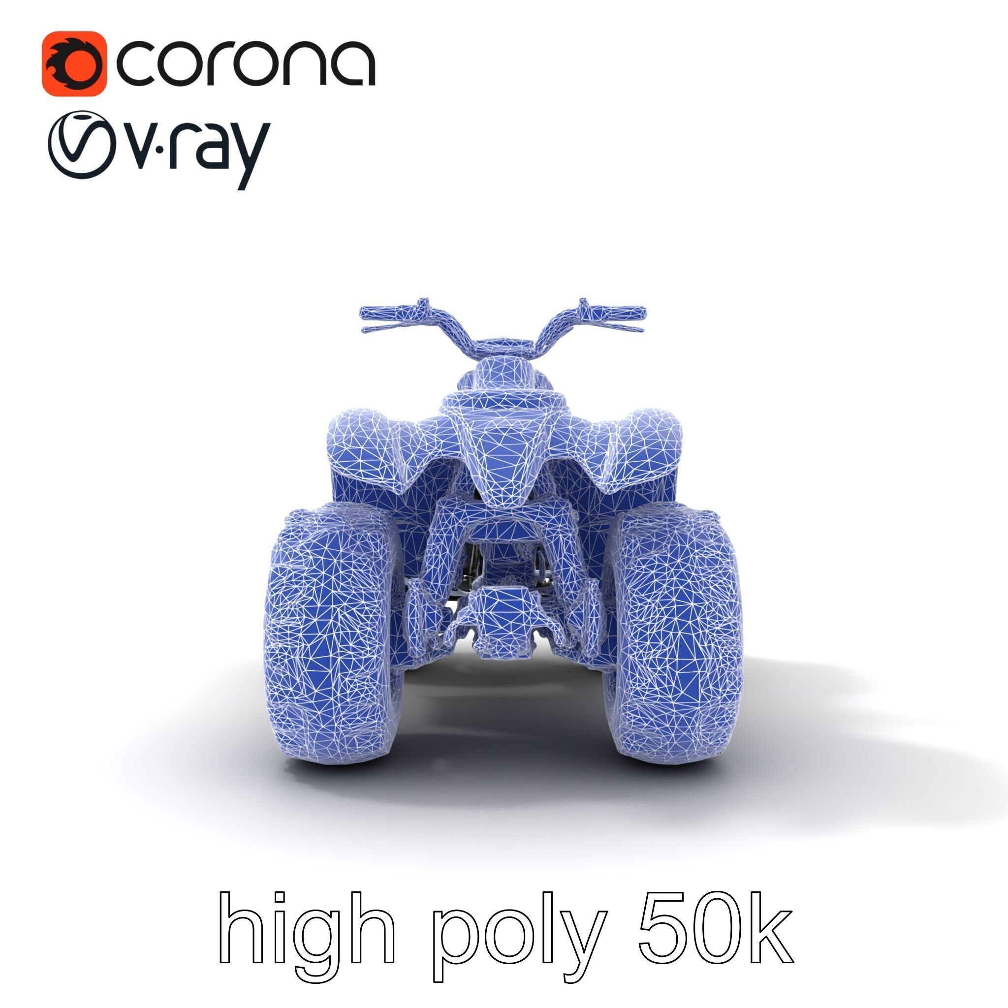 Metallic Silver Quad Bike with Oversized Tires Model Pack Low-poly 3D model_25