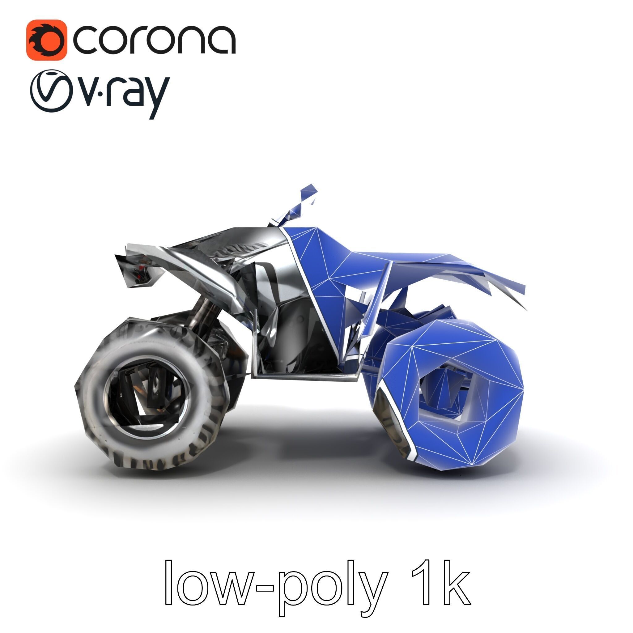 Metallic Silver Quad Bike with Oversized Tires Model Pack Low-poly 3D model_18