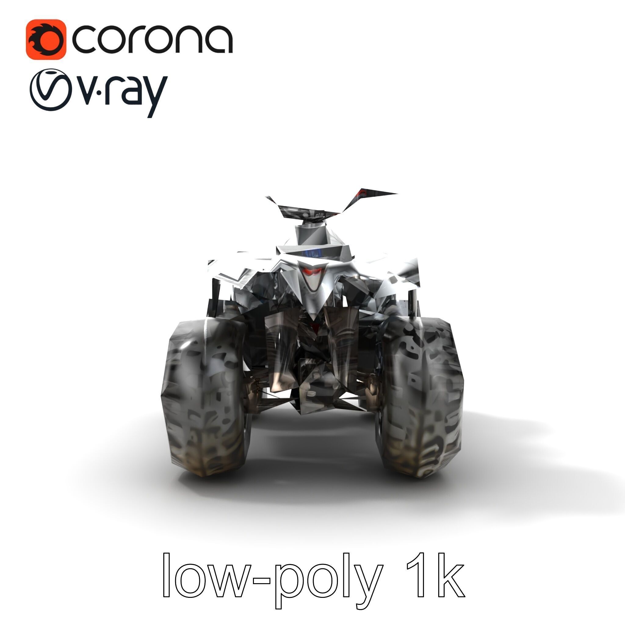 Metallic Silver Quad Bike with Oversized Tires Model Pack Low-poly 3D model_23