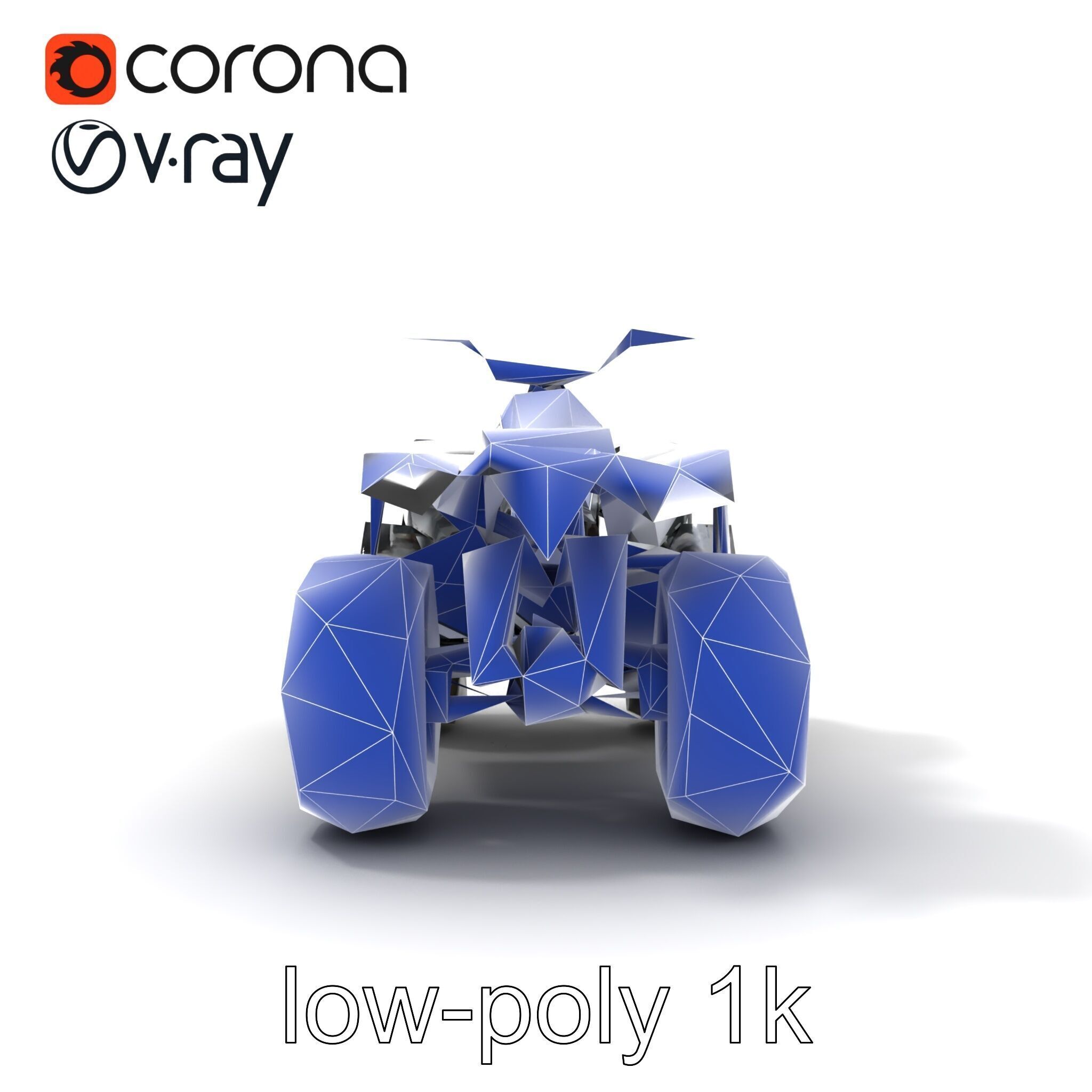 Metallic Silver Quad Bike with Oversized Tires Model Pack Low-poly 3D model_20
