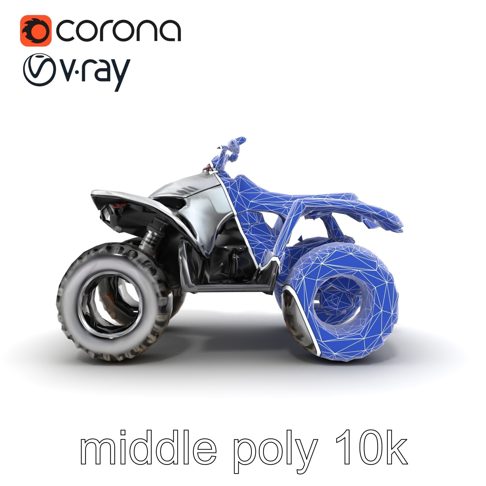 Metallic Silver Quad Bike with Oversized Tires Model Pack Low-poly 3D model_21