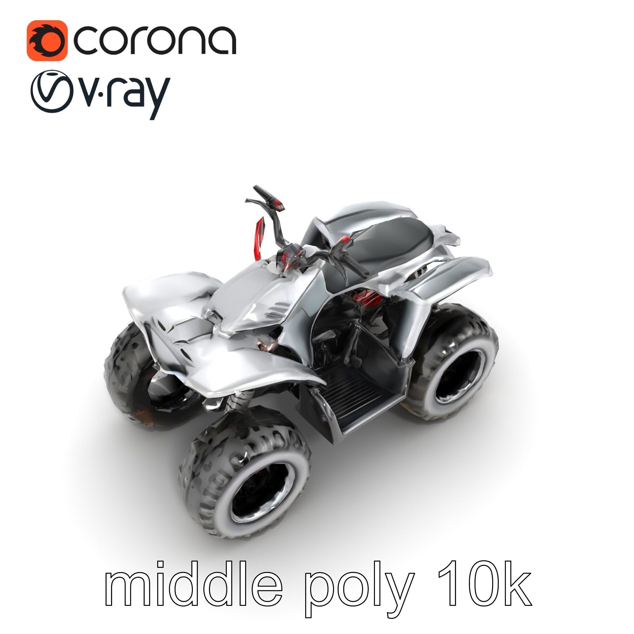 Metallic Silver Quad Bike with Oversized Tires Model Pack Low-poly 3D model_30