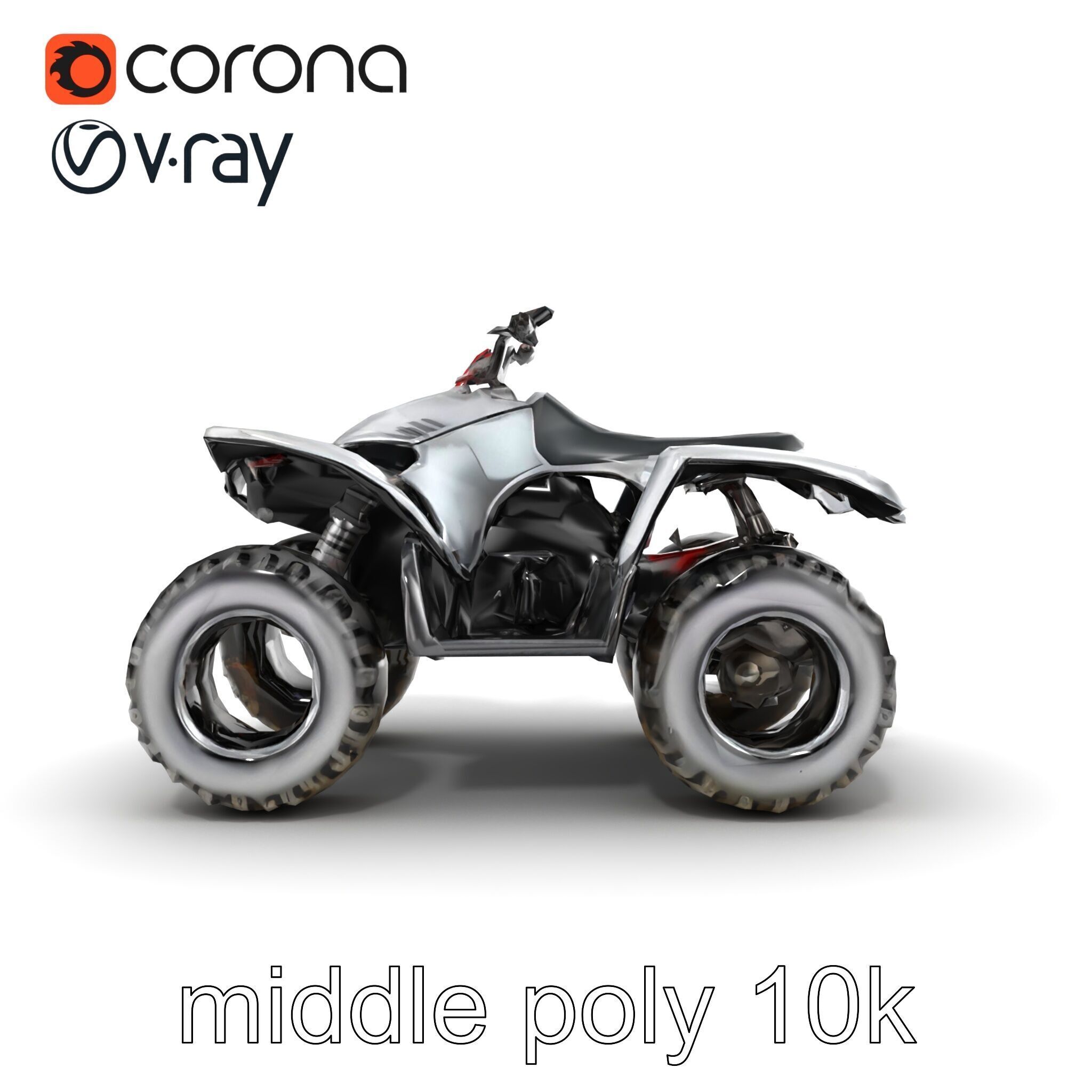 Metallic Silver Quad Bike with Oversized Tires Model Pack Low-poly 3D model_29
