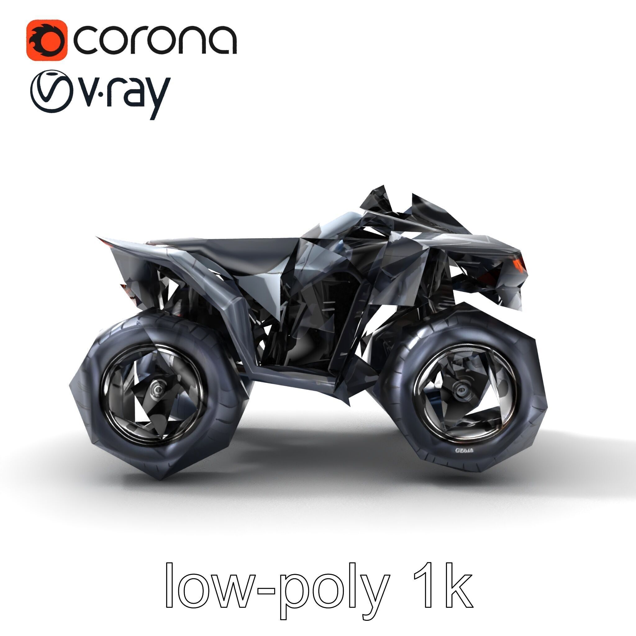 Futuristic Graphite Quad Bike model pack Low-poly 3D model_13