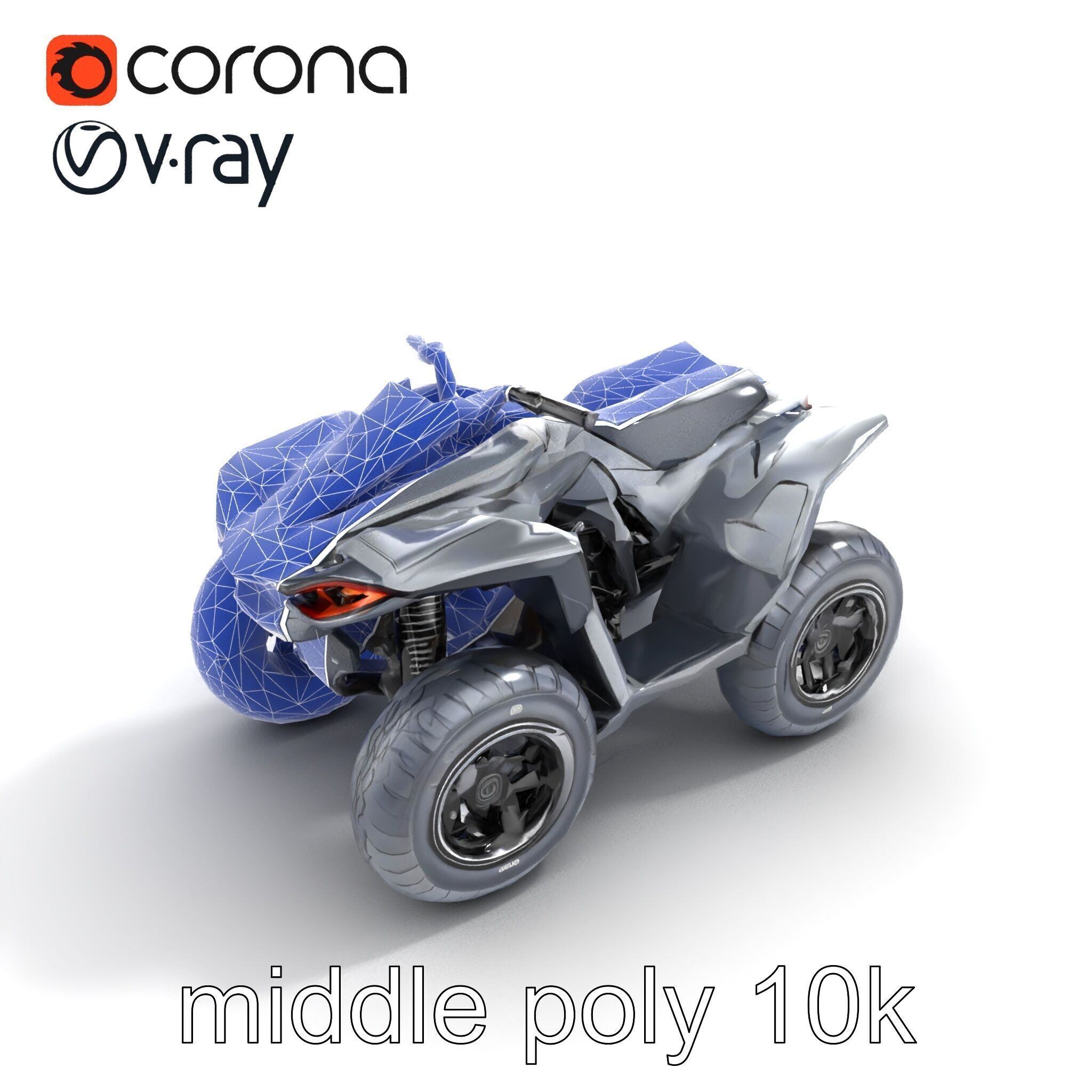 Futuristic Graphite Quad Bike model pack Low-poly 3D model_11