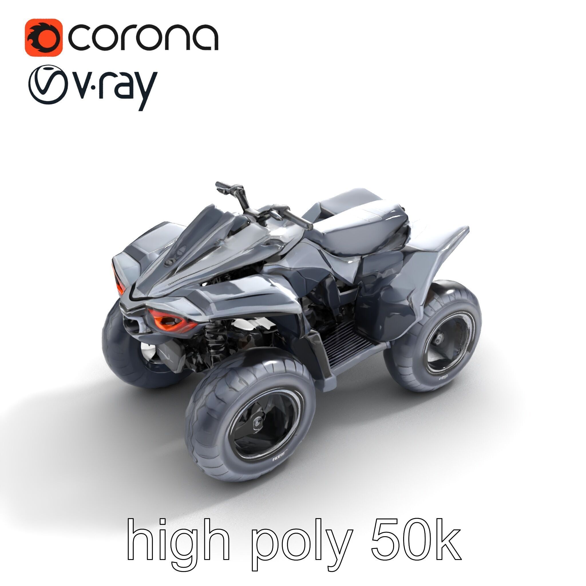 Futuristic Graphite Quad Bike model pack Low-poly 3D model_20