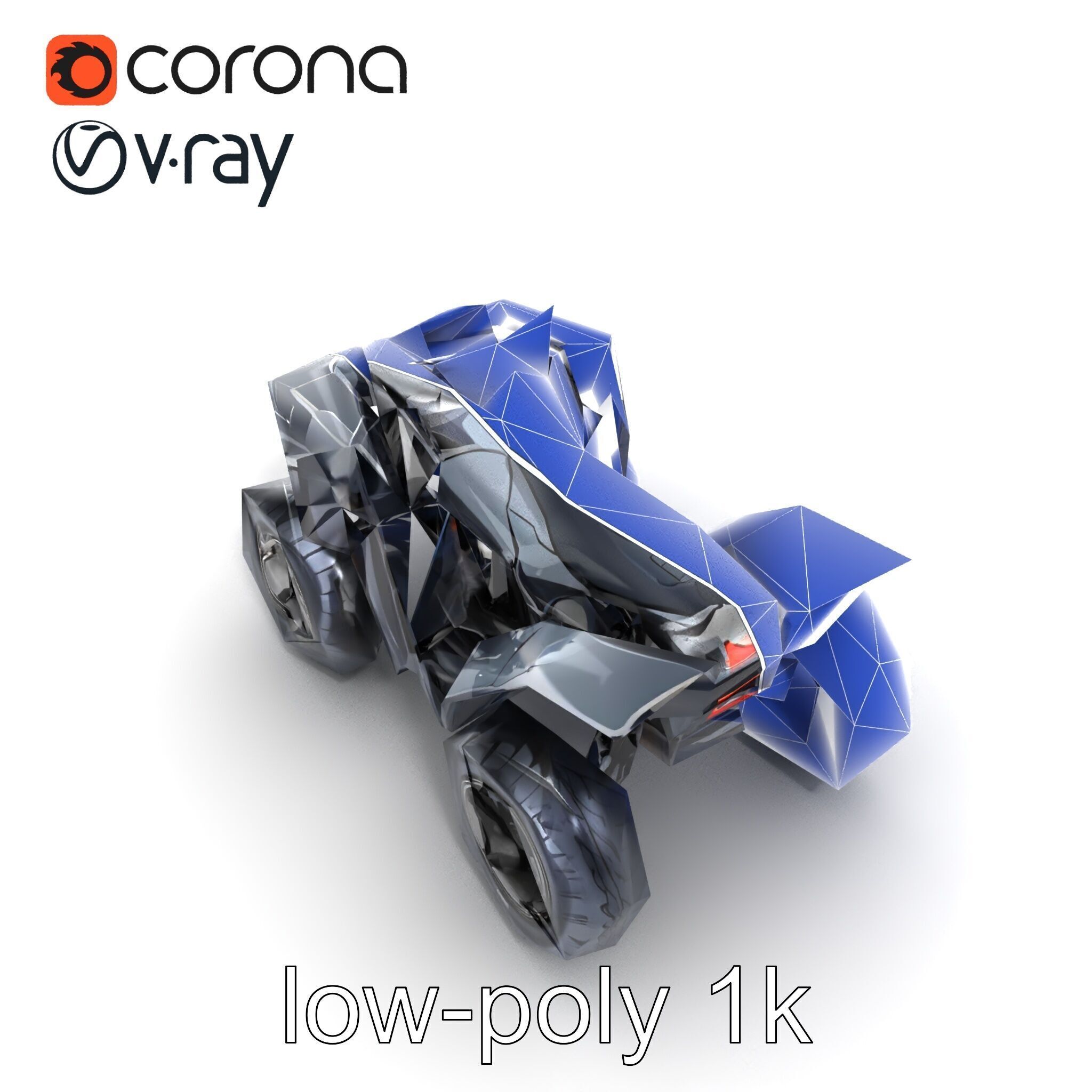 Futuristic Graphite Quad Bike model pack Low-poly 3D model_17