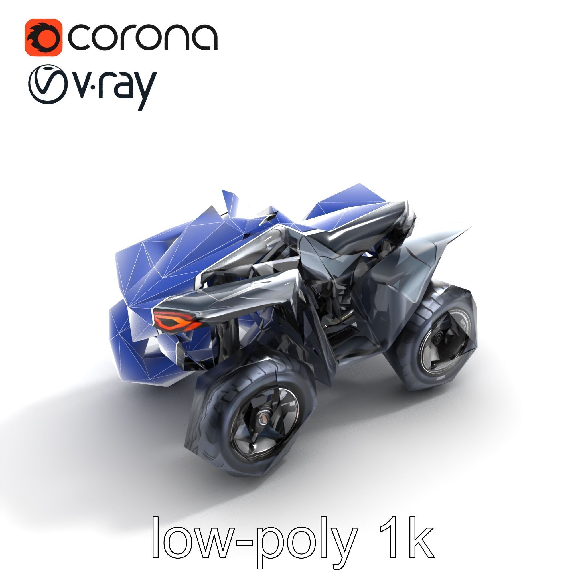 Futuristic Graphite Quad Bike model pack Low-poly 3D model_29