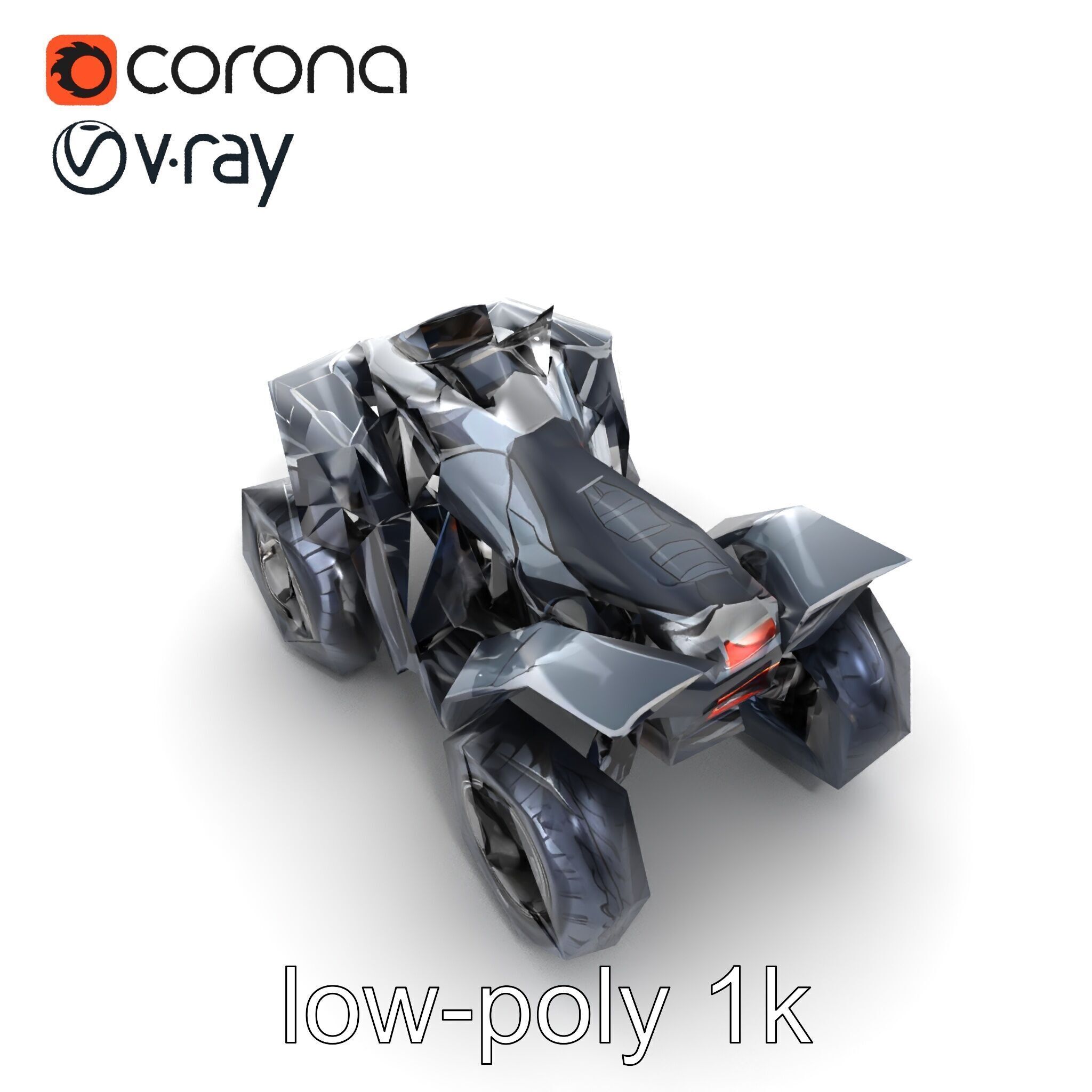 Futuristic Graphite Quad Bike model pack Low-poly 3D model_15