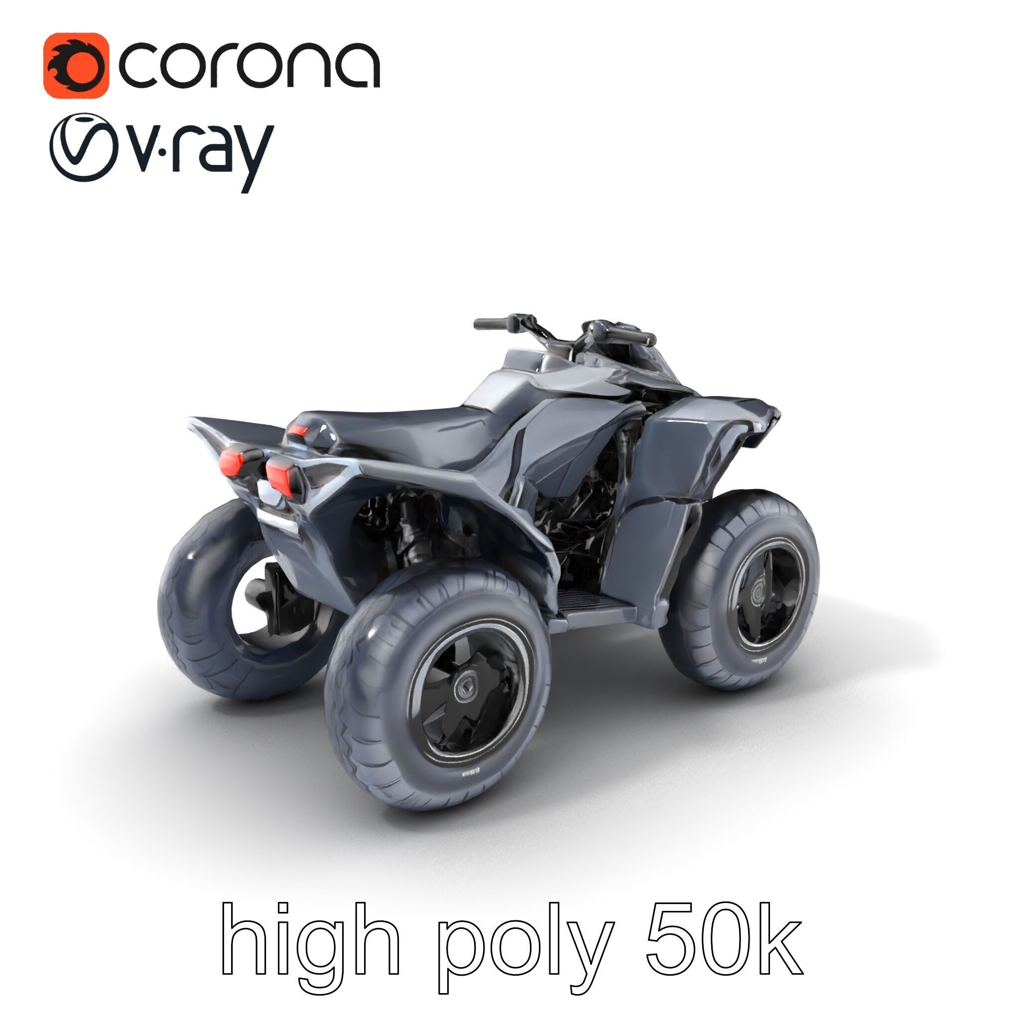 Futuristic Graphite Quad Bike model pack Low-poly 3D model_2