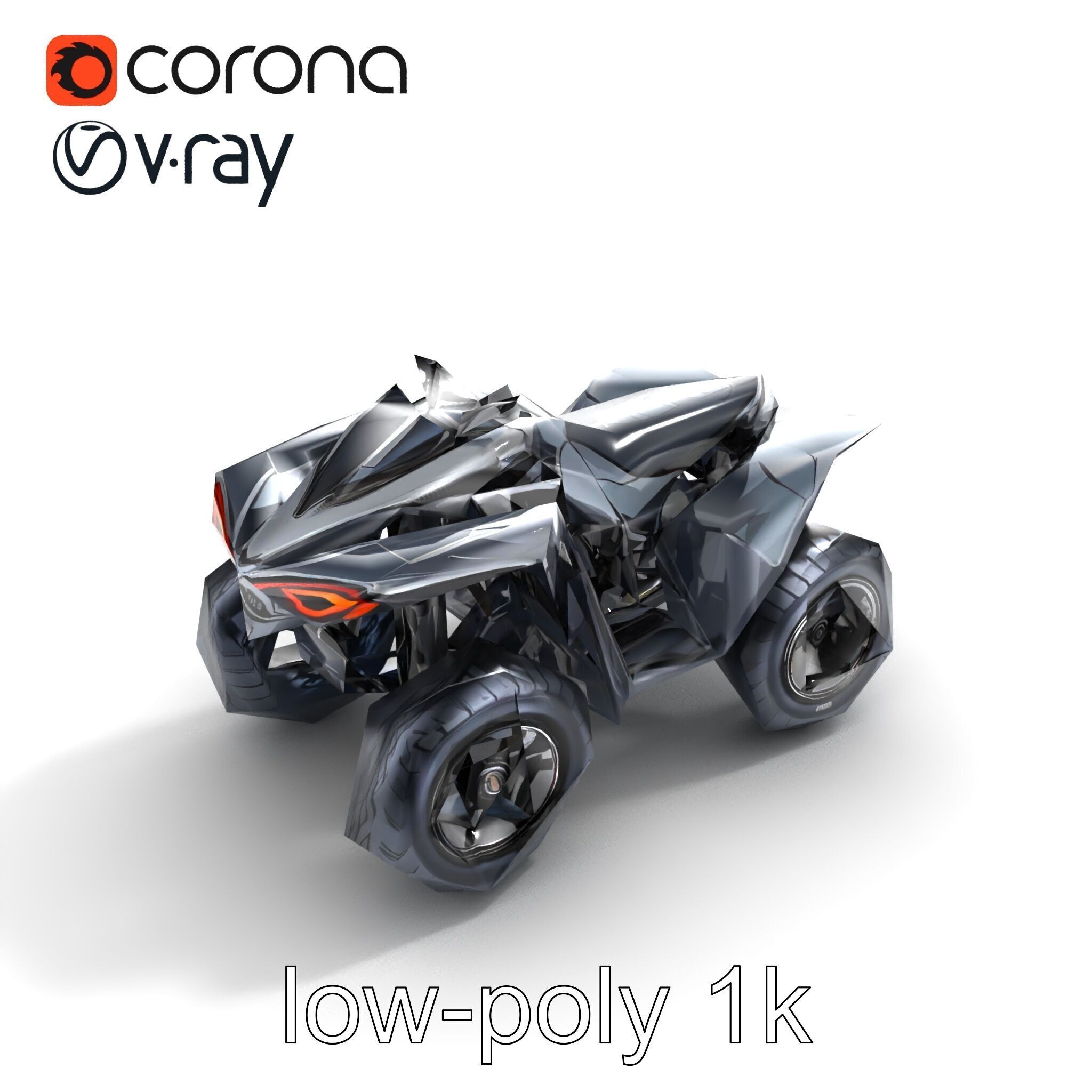 Futuristic Graphite Quad Bike model pack Low-poly 3D model_9