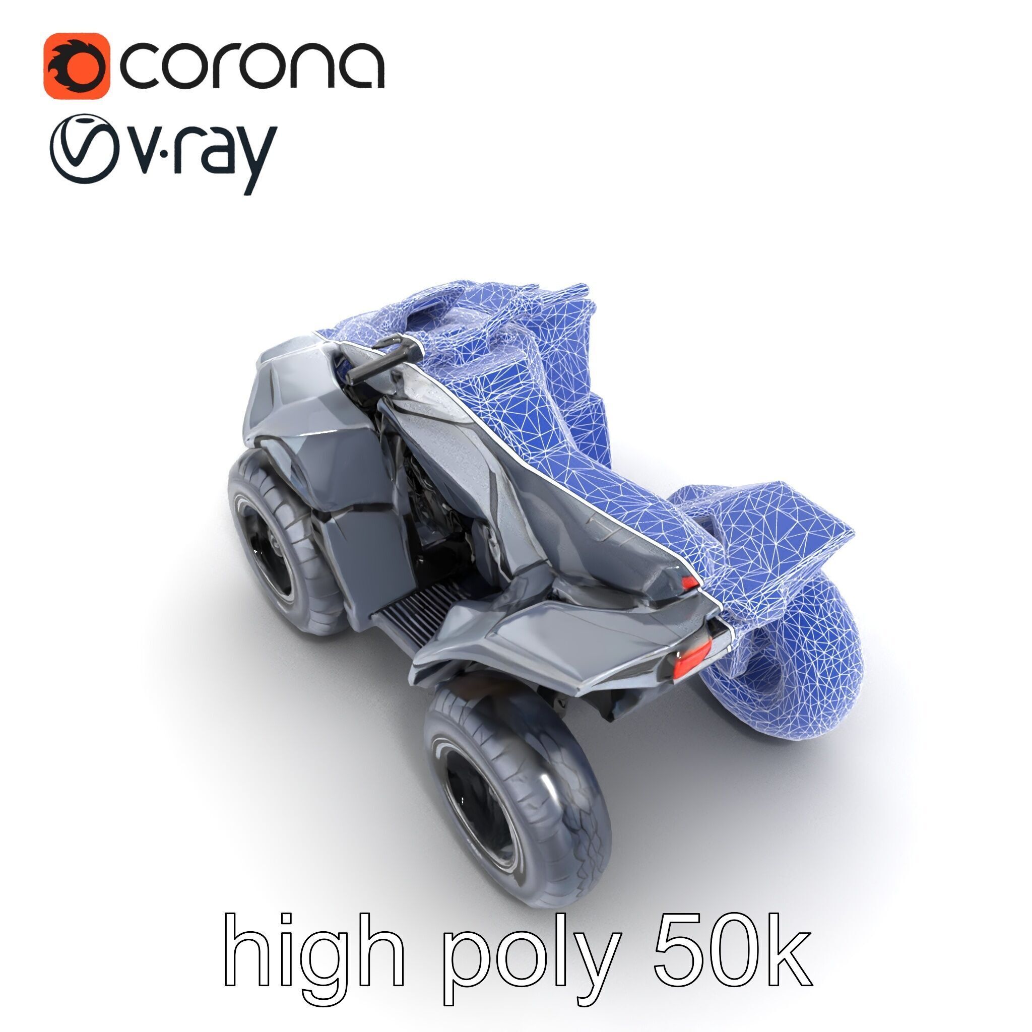Futuristic Graphite Quad Bike model pack Low-poly 3D model_28