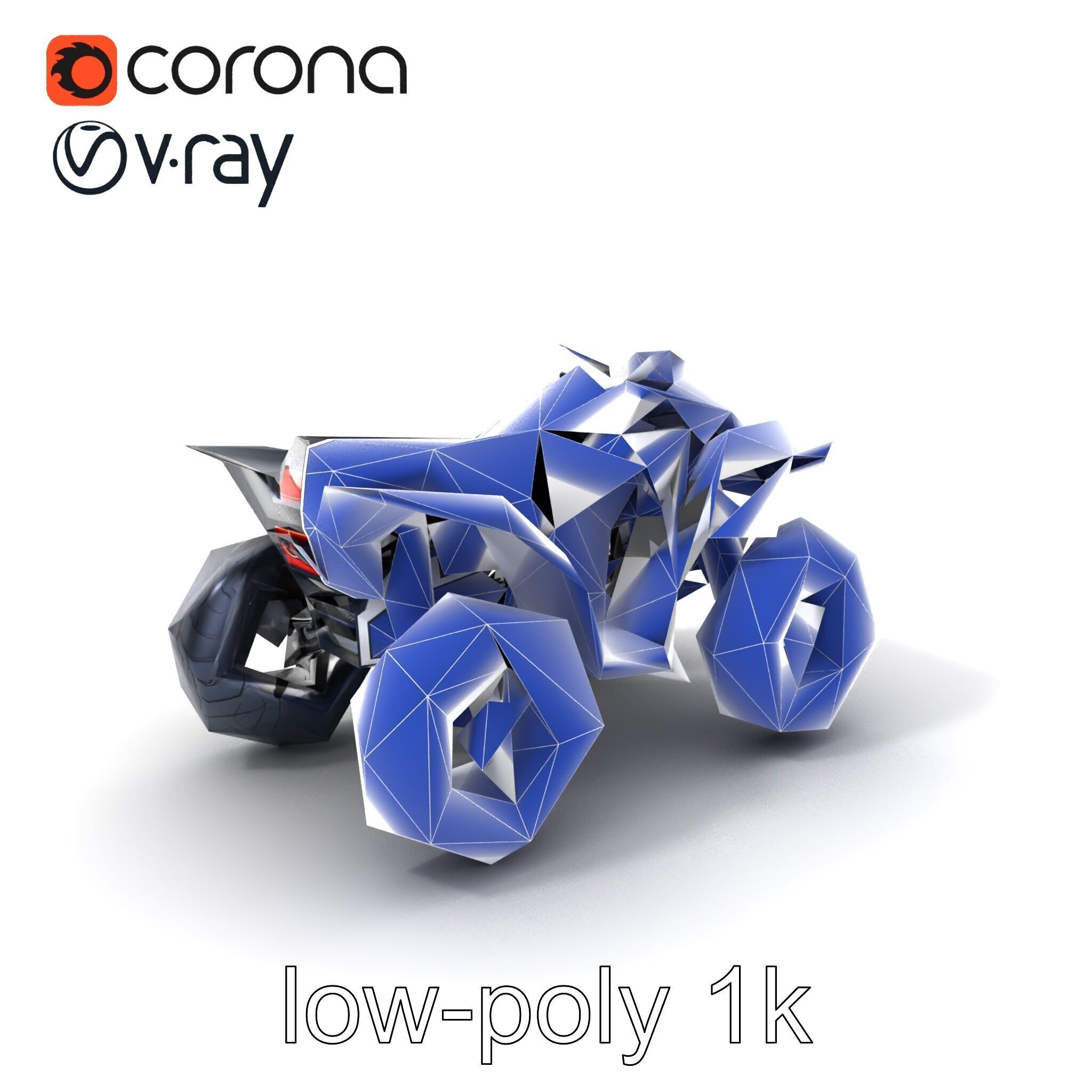 Futuristic Graphite Quad Bike model pack Low-poly 3D model_7