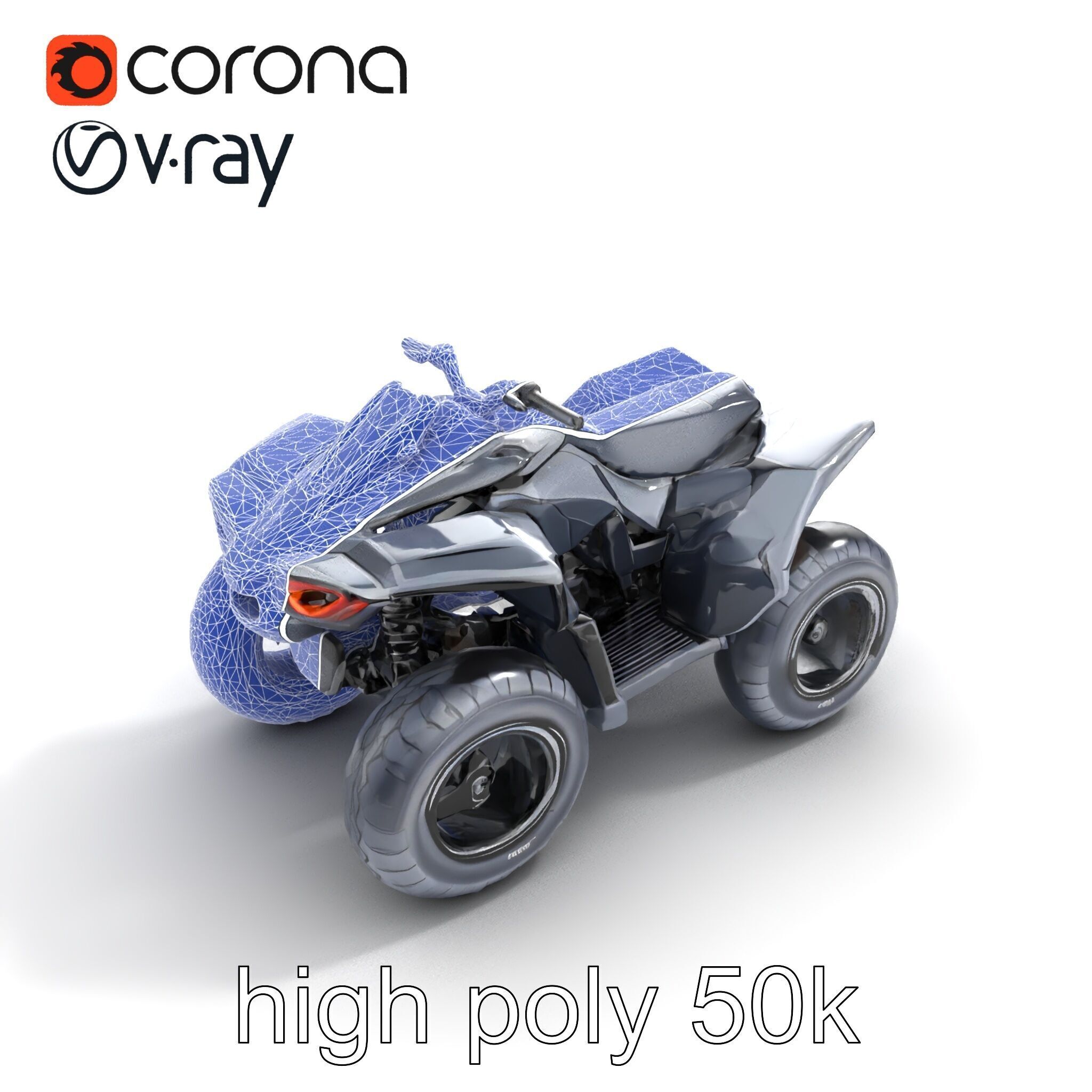 Futuristic Graphite Quad Bike model pack Low-poly 3D model_19