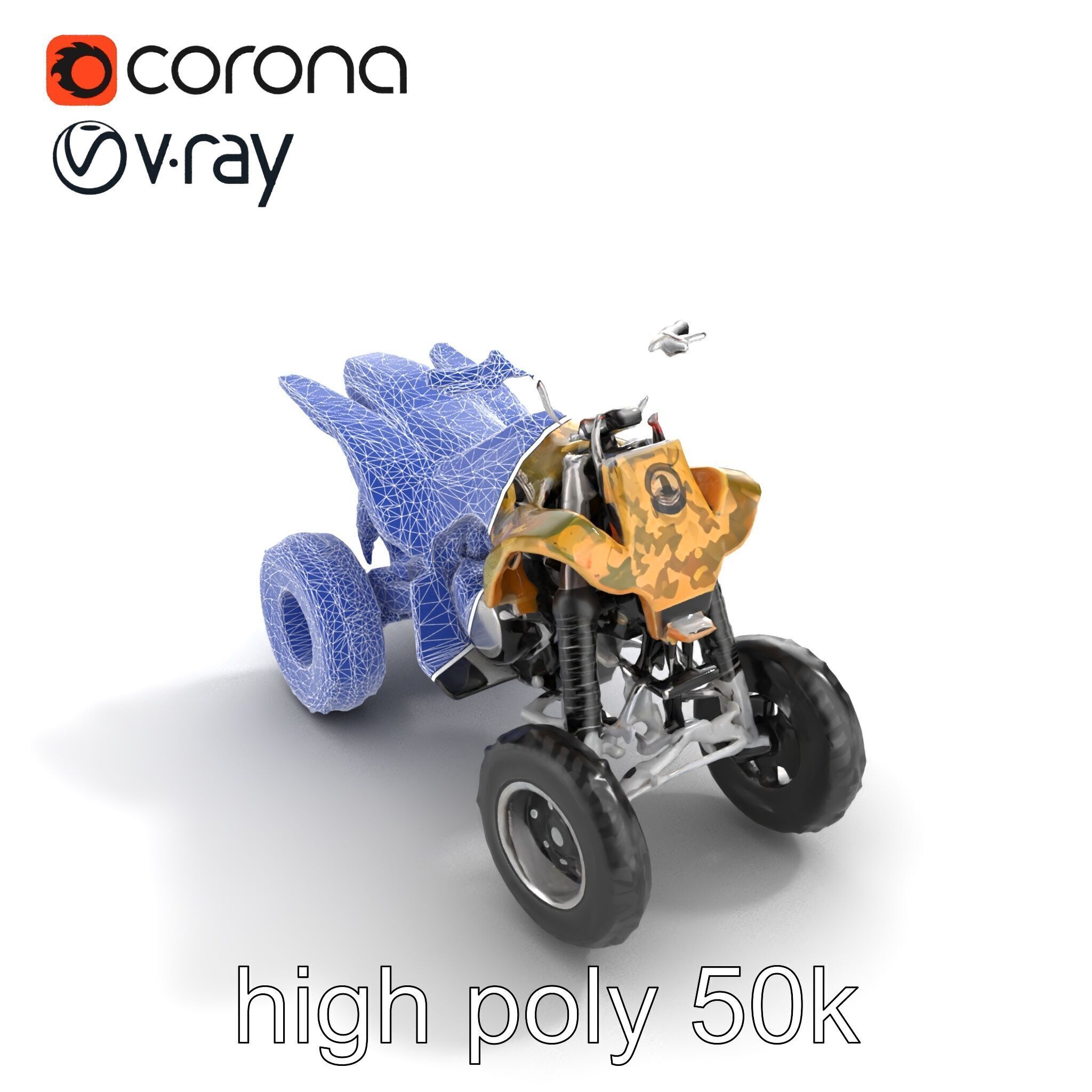 Camouflage Dirt Quad Bike model pack Low-poly 3D model_21