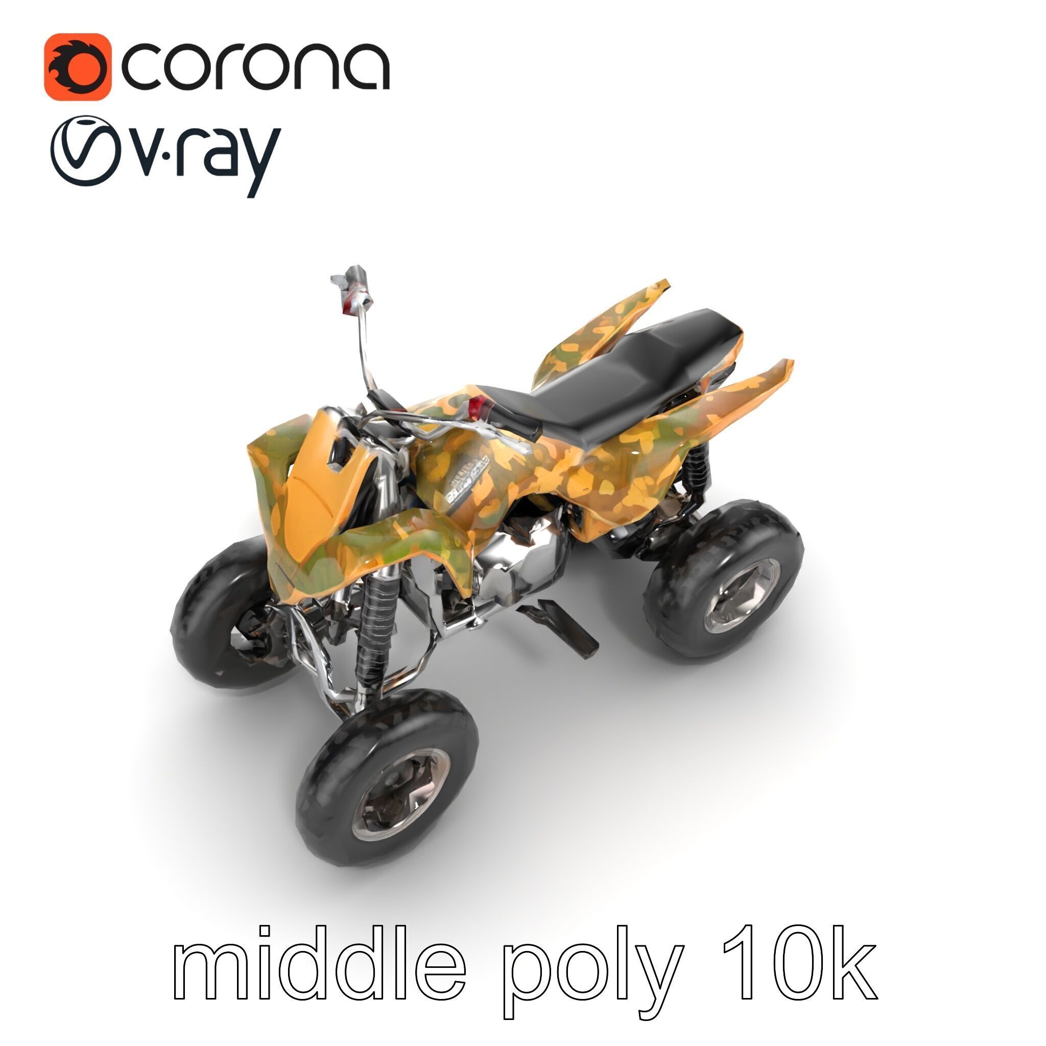 Camouflage Dirt Quad Bike model pack Low-poly 3D model_17