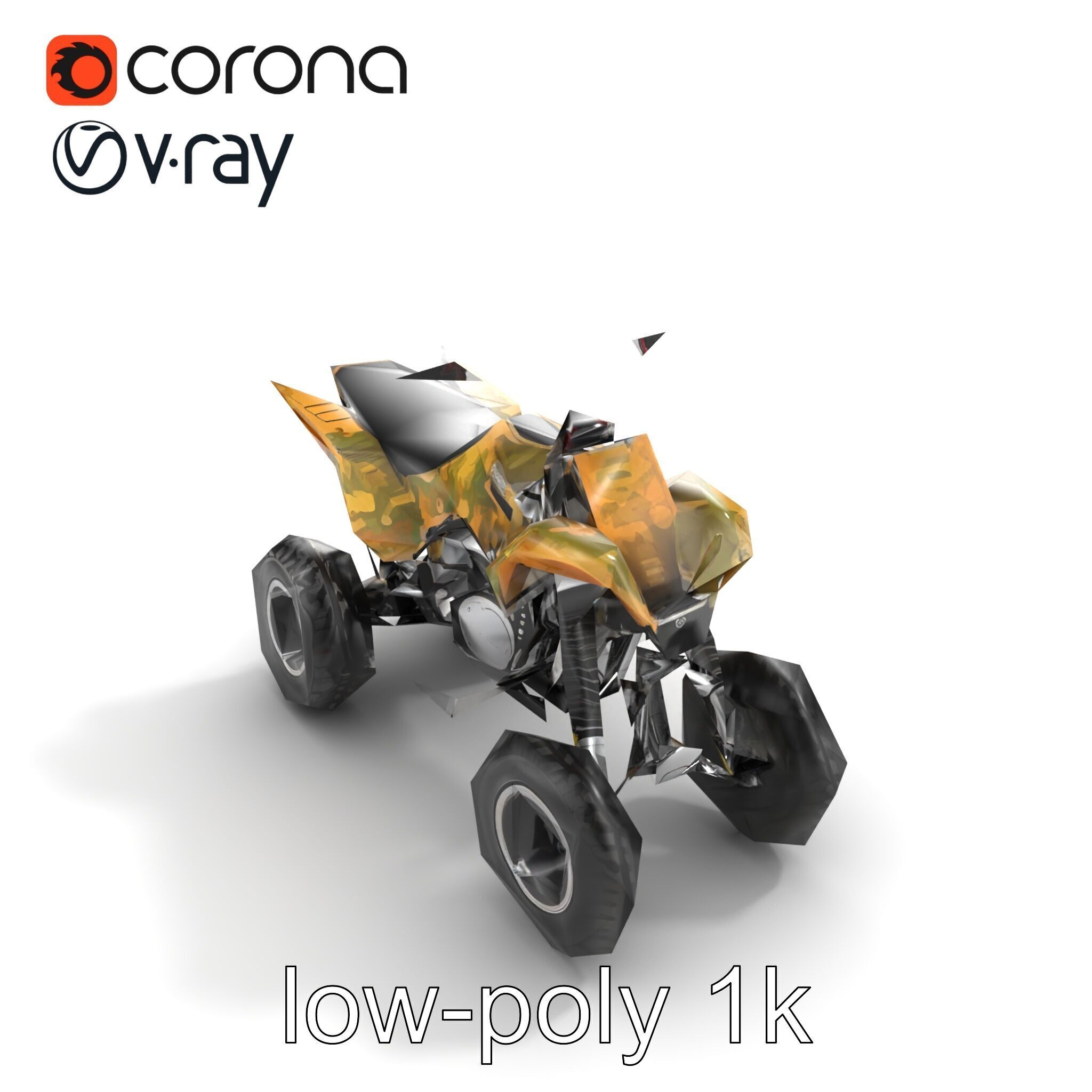 Camouflage Dirt Quad Bike model pack Low-poly 3D model_9