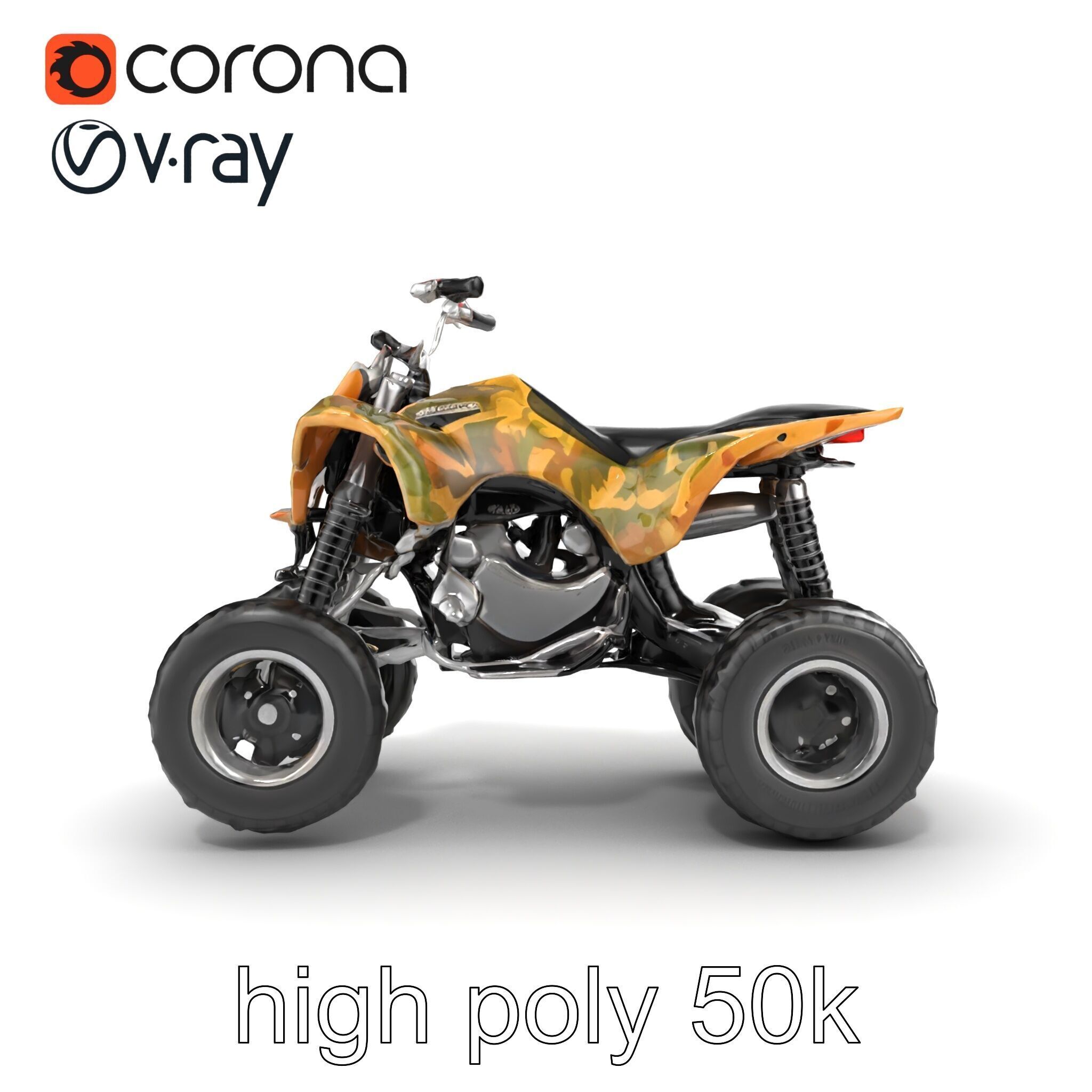 Camouflage Dirt Quad Bike model pack Low-poly 3D model_30