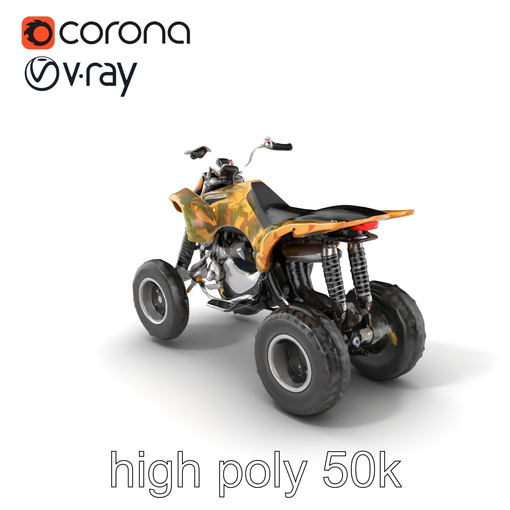 Camouflage Dirt Quad Bike model pack Low-poly 3D model_2