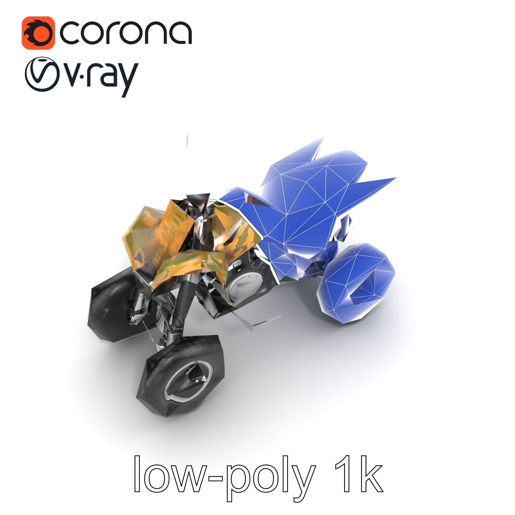 Camouflage Dirt Quad Bike model pack Low-poly 3D model_12