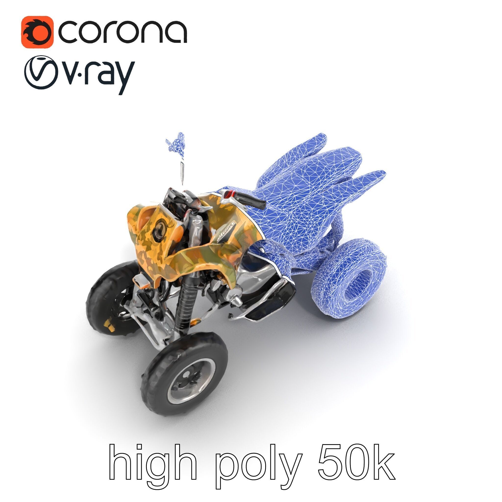 Camouflage Dirt Quad Bike model pack Low-poly 3D model_16