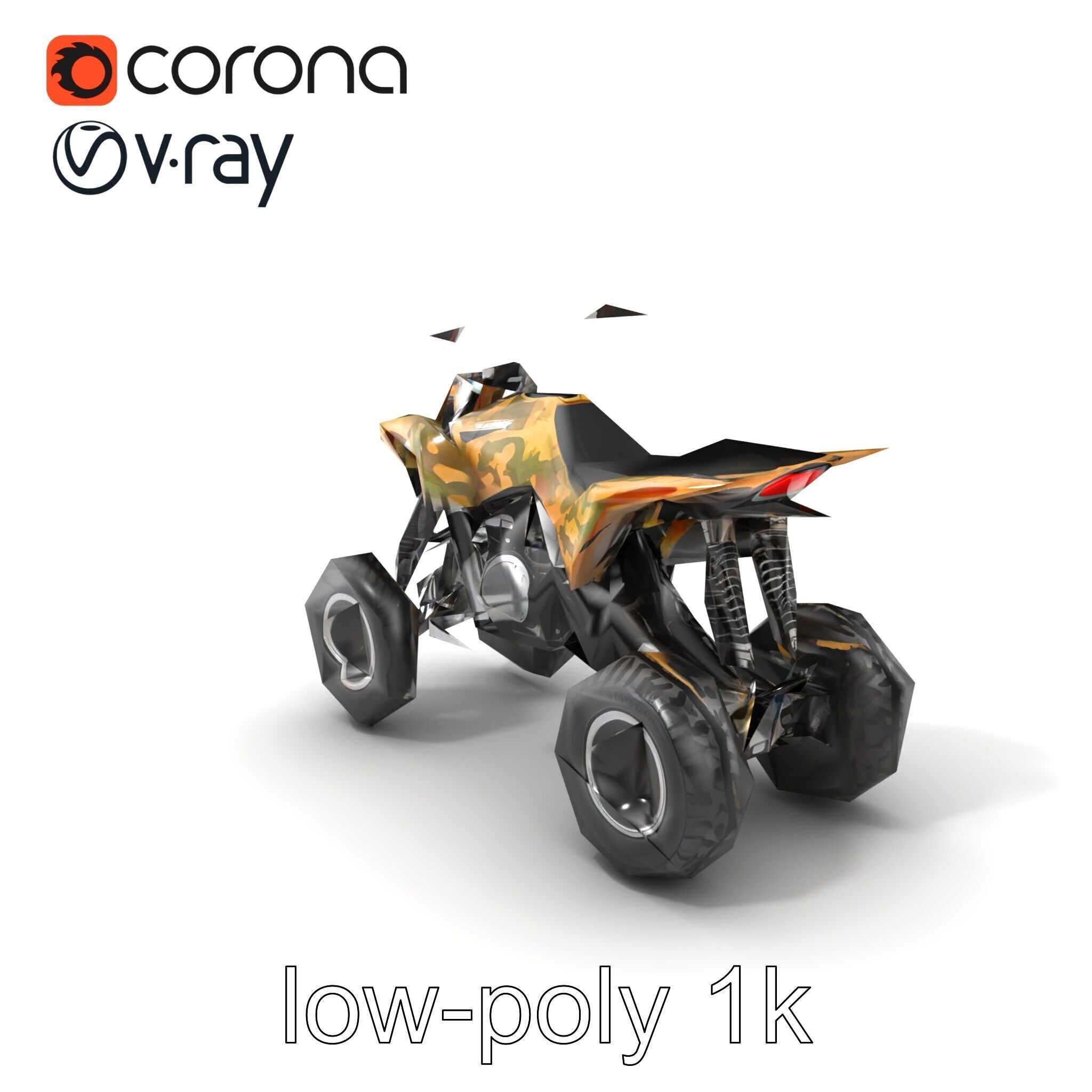 Camouflage Dirt Quad Bike model pack Low-poly 3D model_5