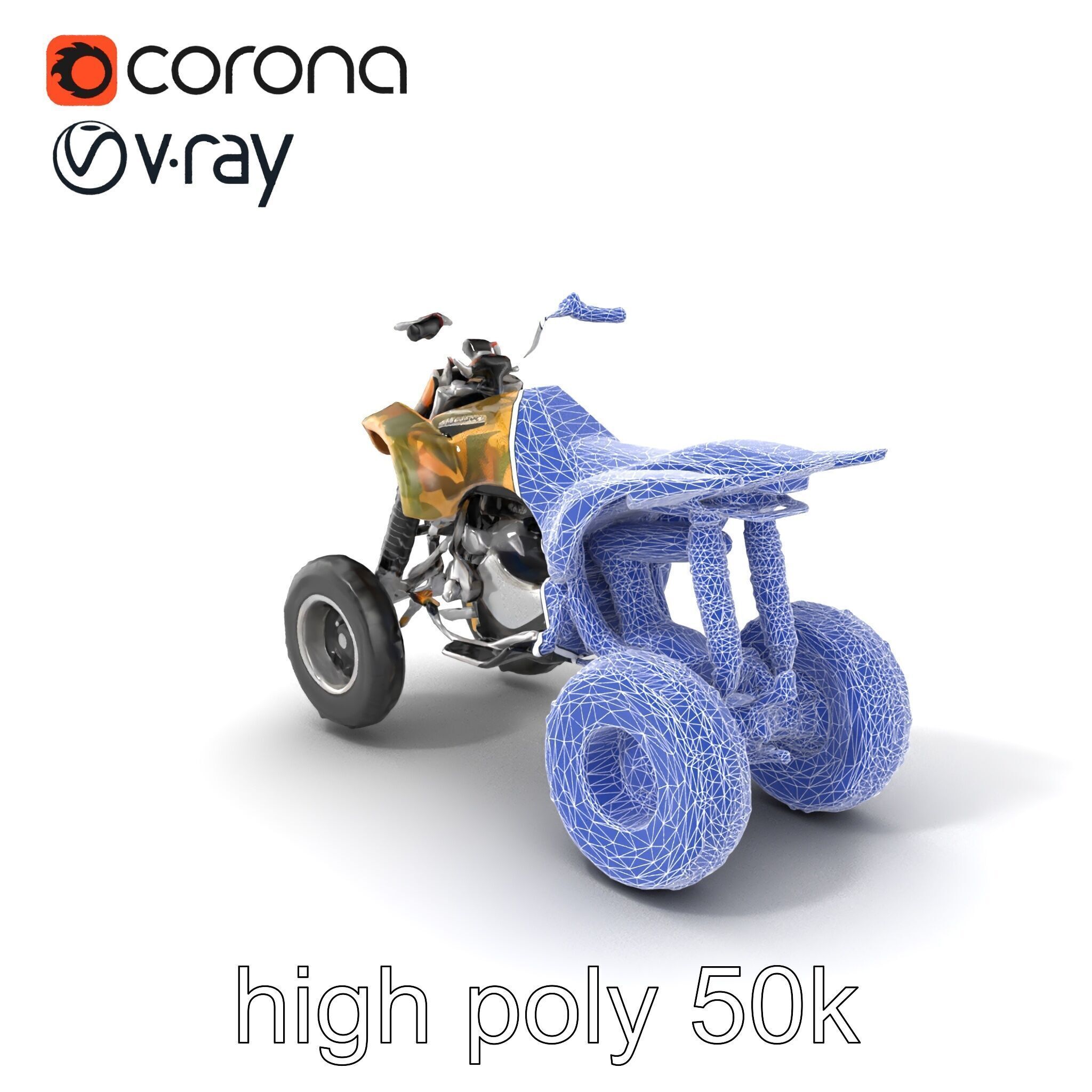 Camouflage Dirt Quad Bike model pack Low-poly 3D model_10