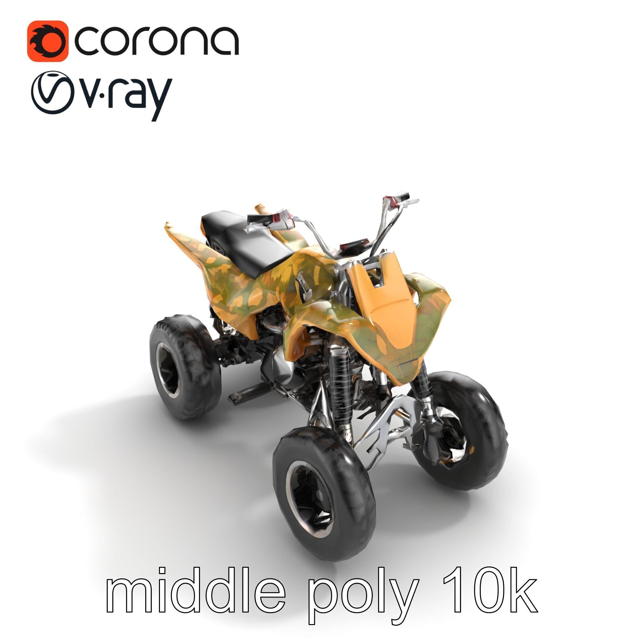 Camouflage Dirt Quad Bike model pack Low-poly 3D model_8