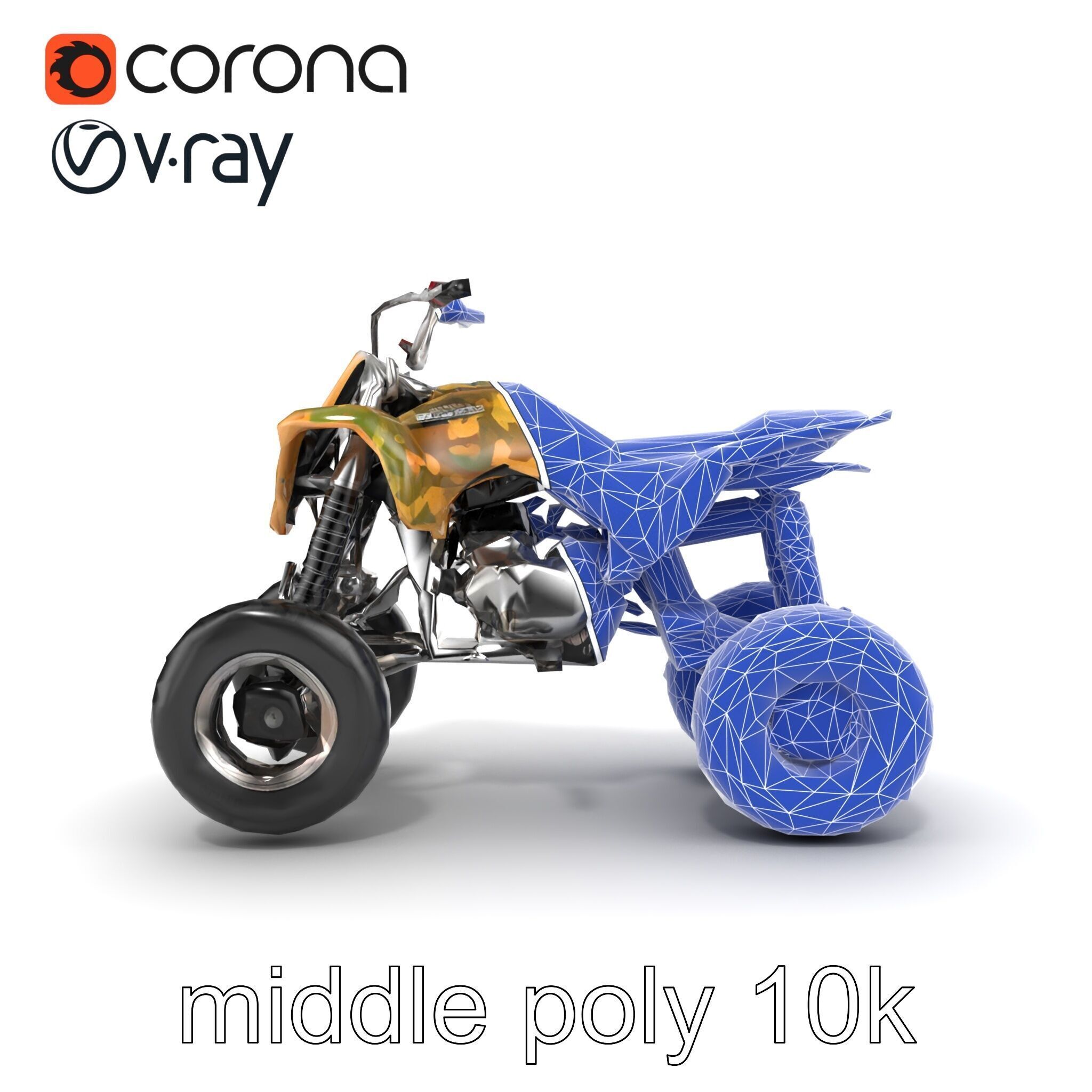 Camouflage Dirt Quad Bike model pack Low-poly 3D model_32