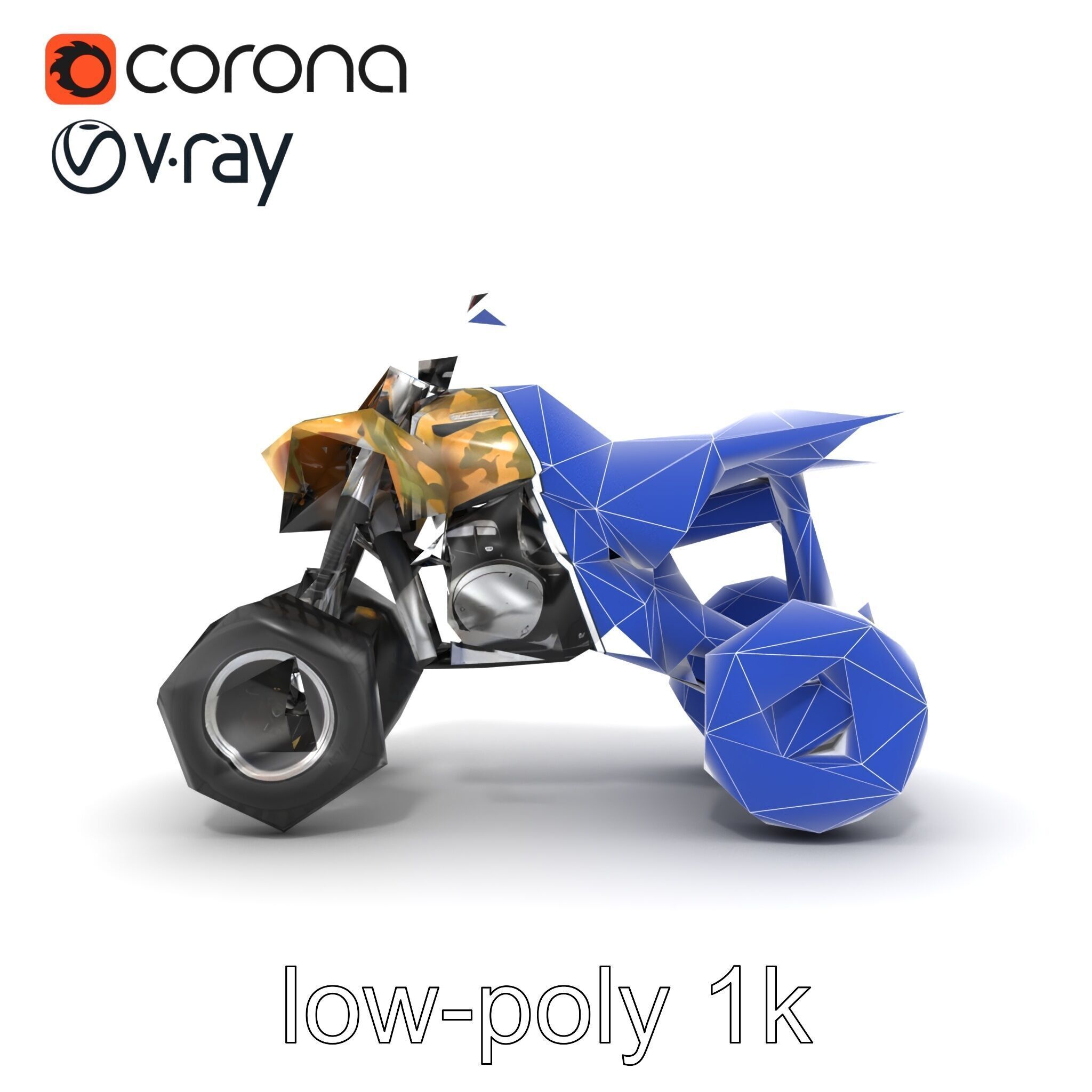 Camouflage Dirt Quad Bike model pack Low-poly 3D model_25