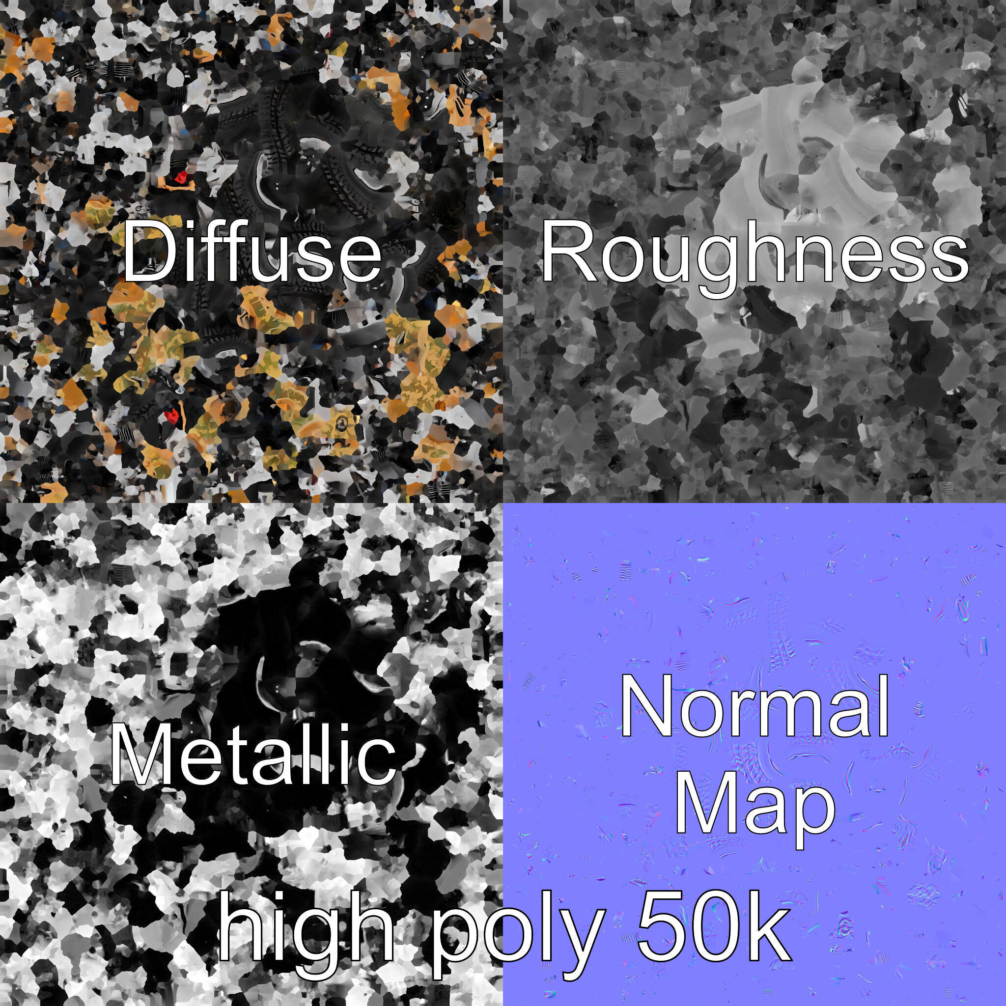 Camouflage Dirt Quad Bike model pack Low-poly 3D model_3