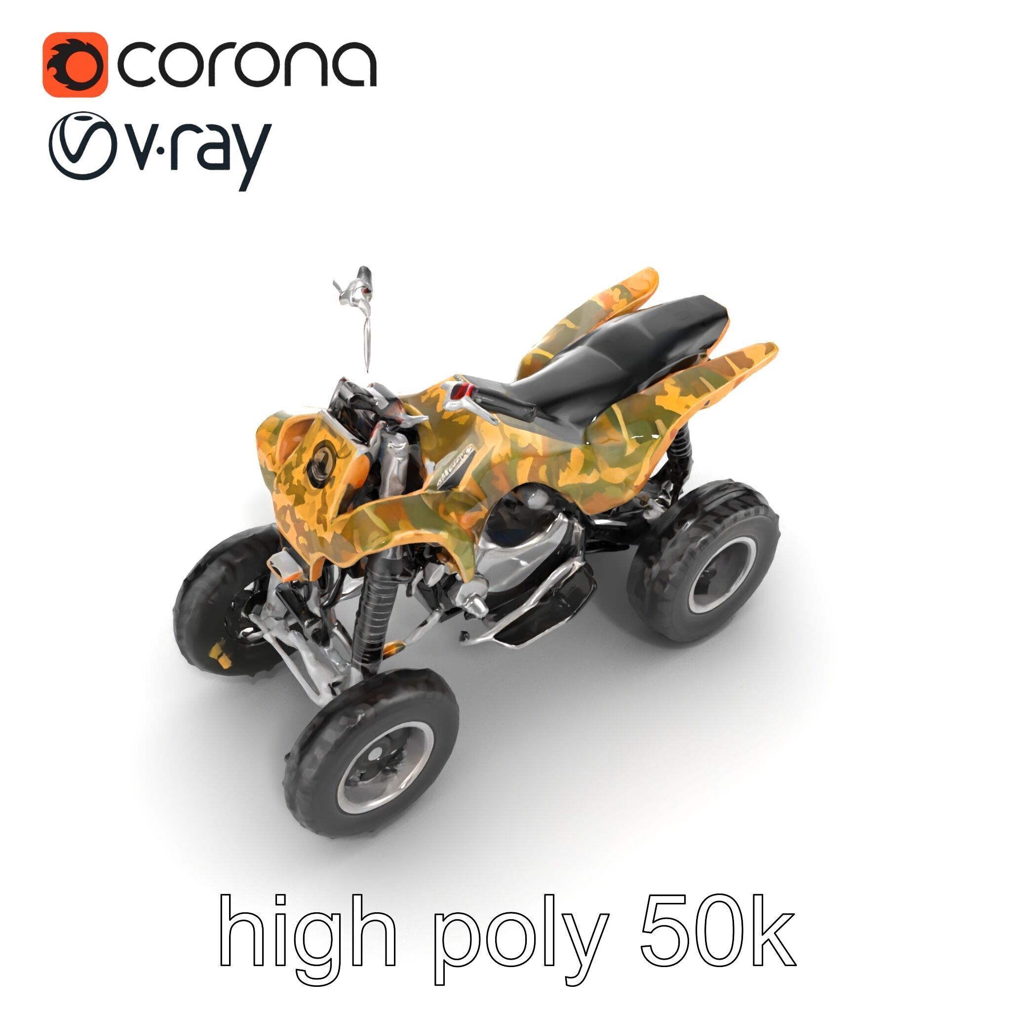 Camouflage Dirt Quad Bike model pack Low-poly 3D model_29