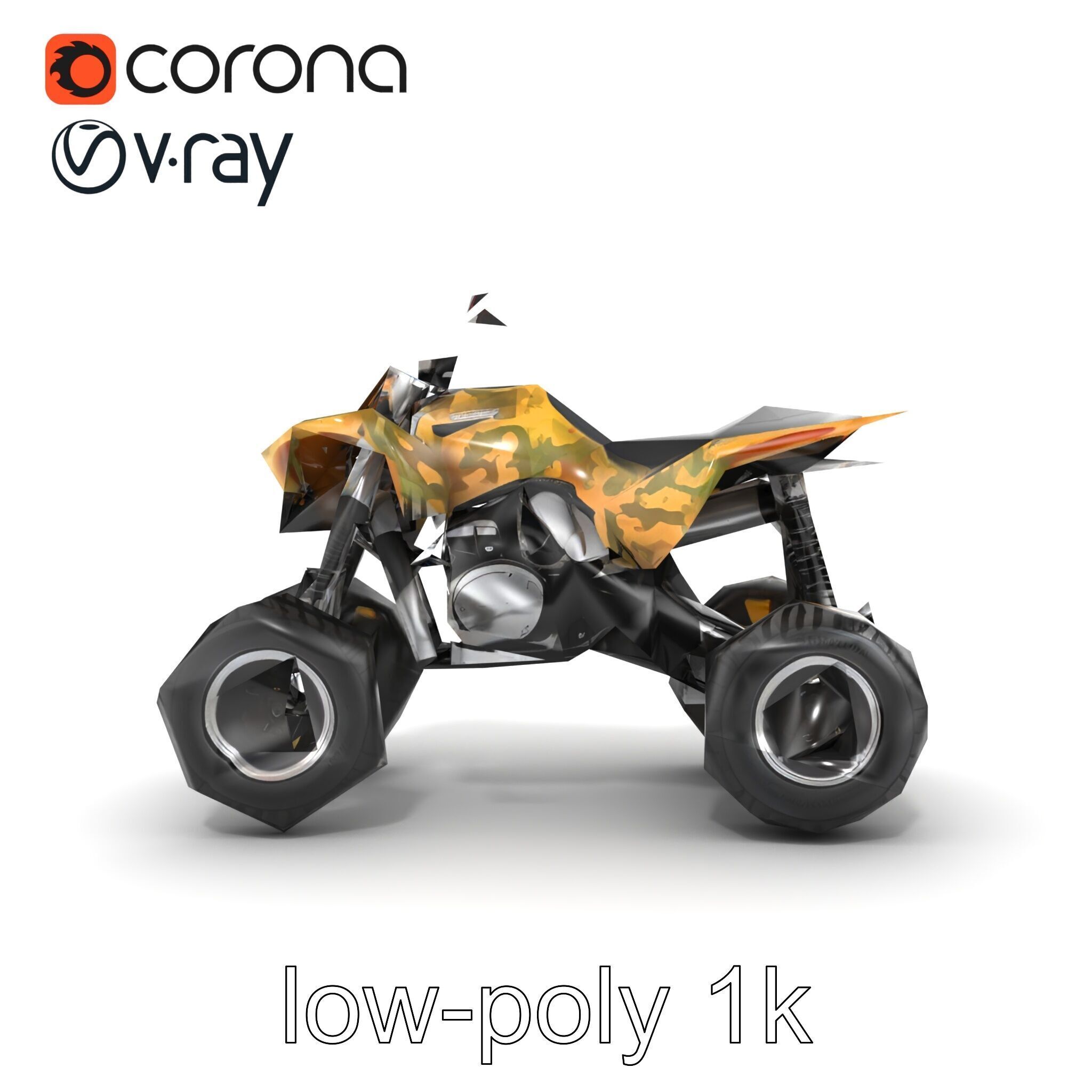 Camouflage Dirt Quad Bike model pack Low-poly 3D model_18
