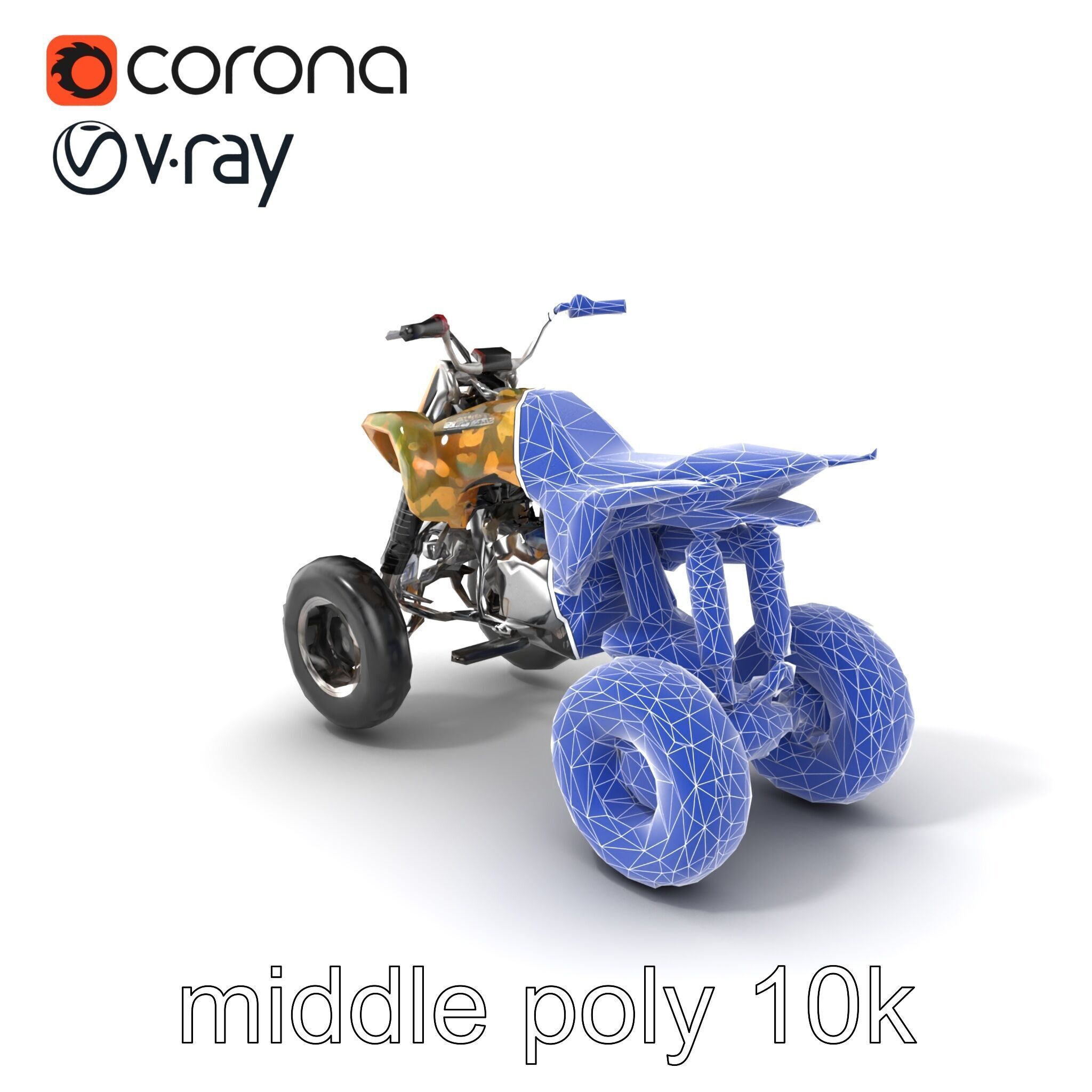 Camouflage Dirt Quad Bike model pack Low-poly 3D model_6