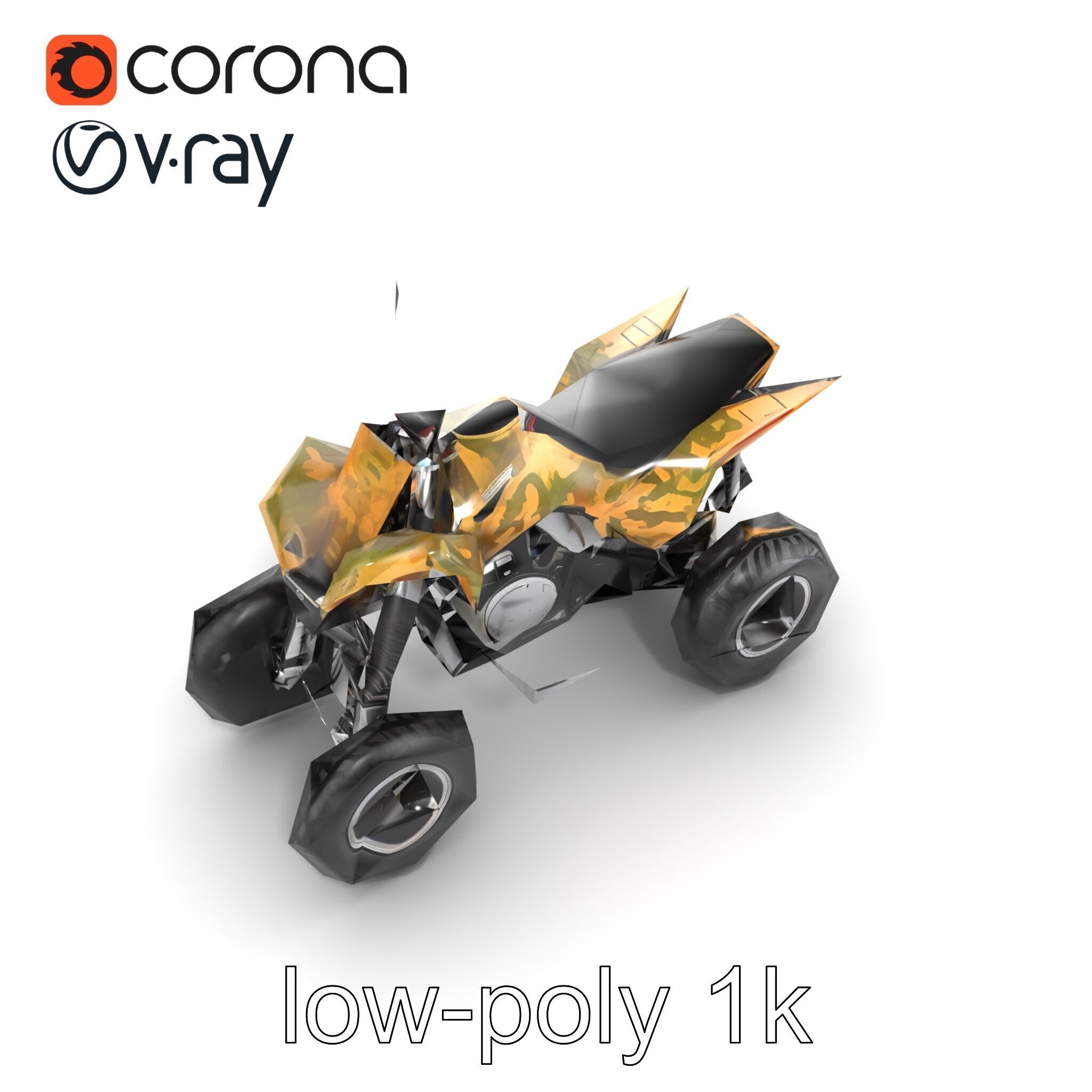 Camouflage Dirt Quad Bike model pack Low-poly 3D model_31