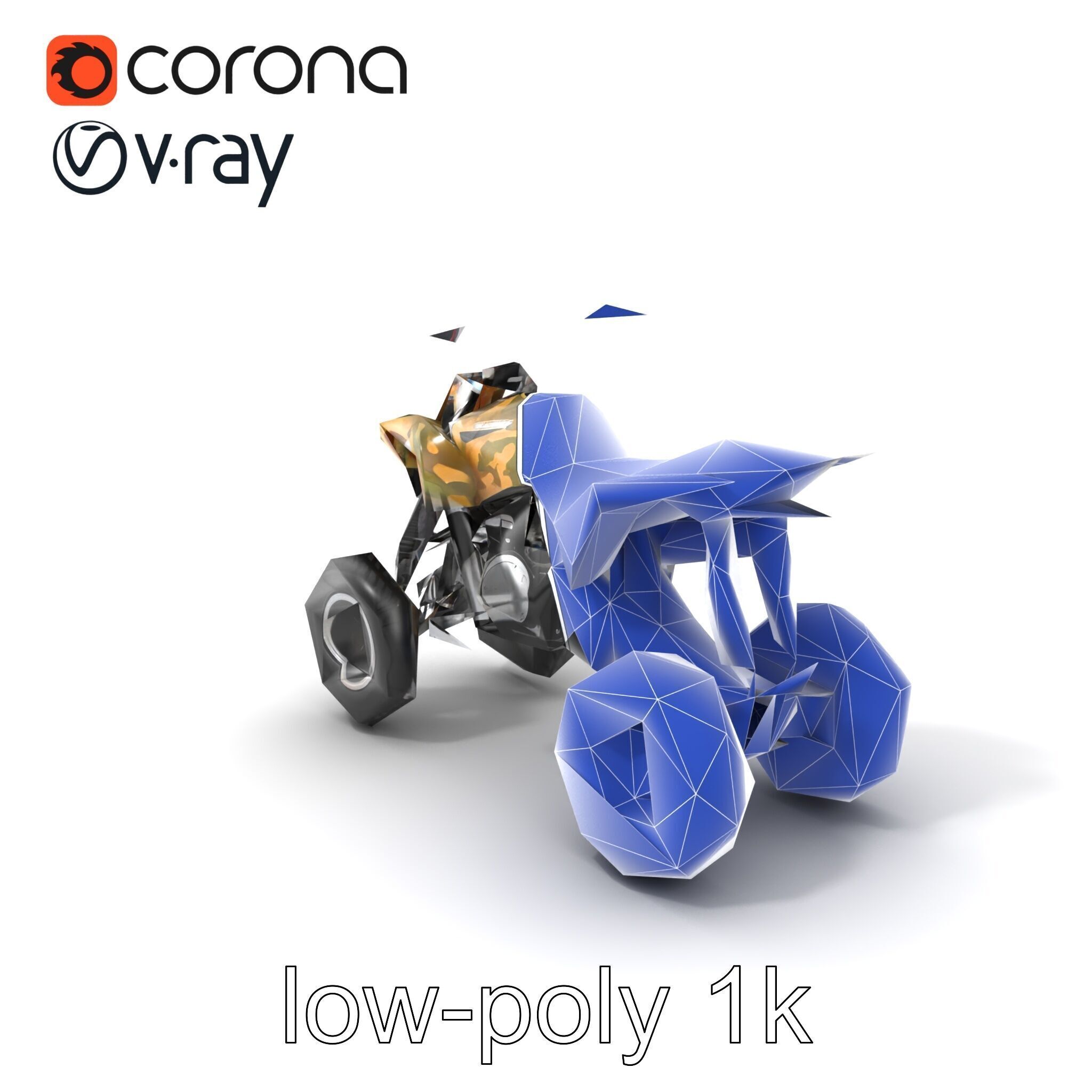 Camouflage Dirt Quad Bike model pack Low-poly 3D model_7